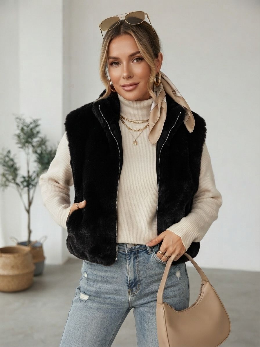 Gilet réversible en fausse fourrure (x4)