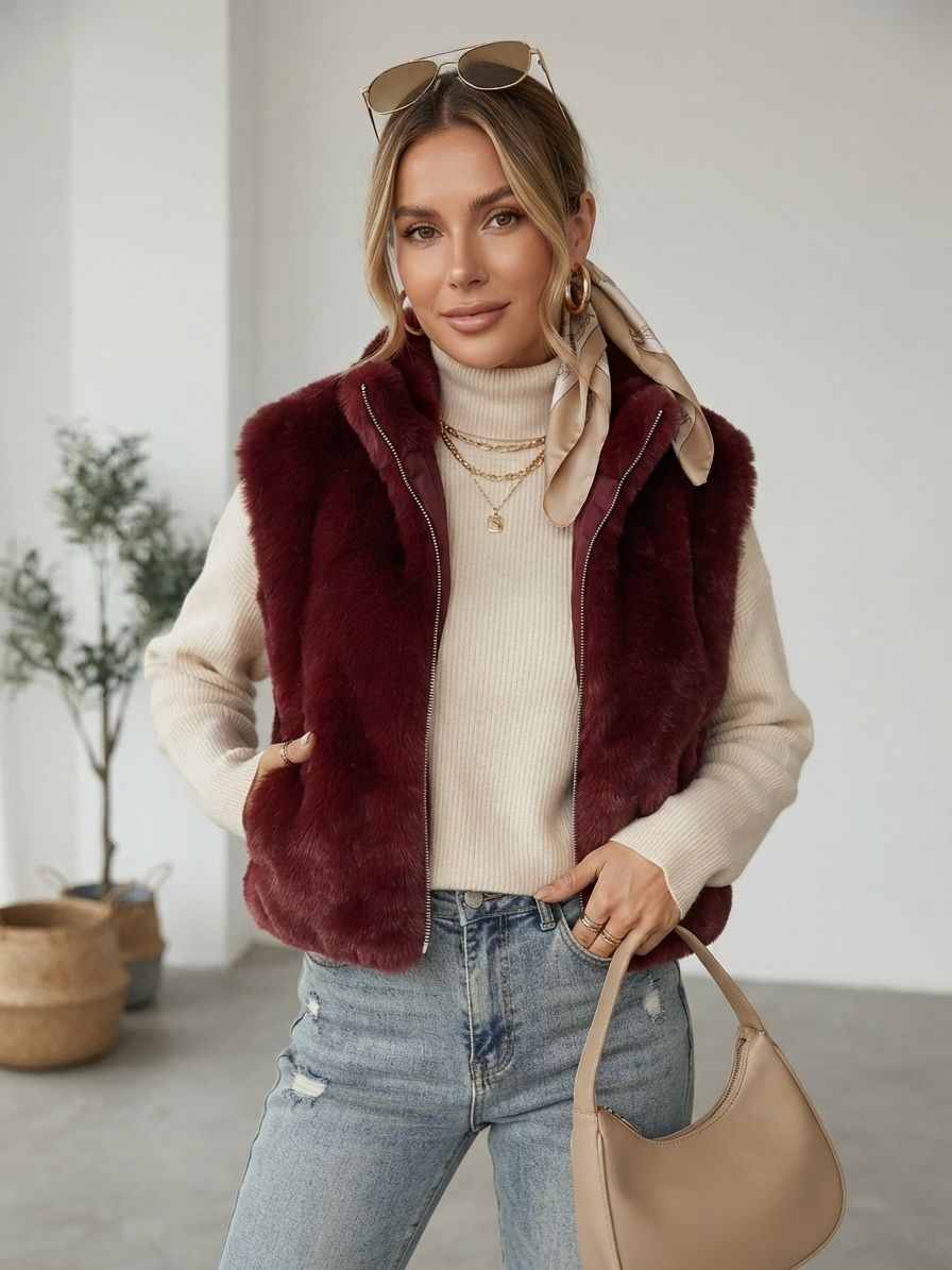 Gilet réversible en fausse fourrure (x4)