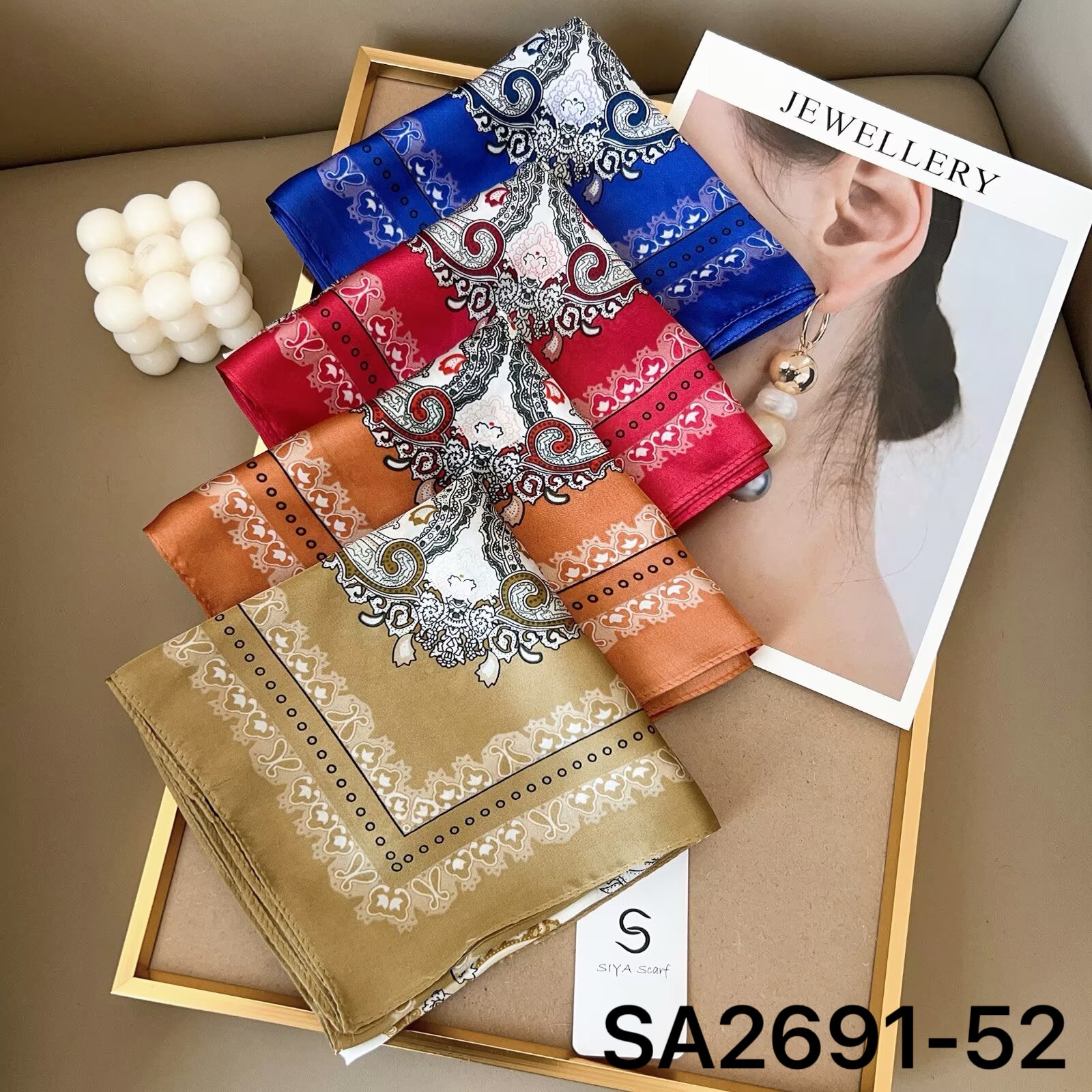 Foulard Carré touche soie 70cmx70cm (x12)#52