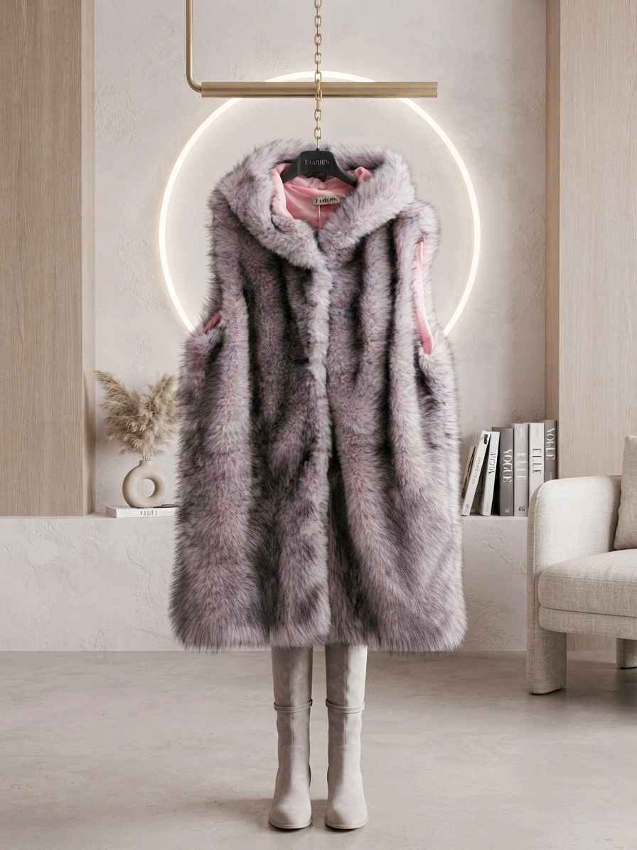 Gilet En Fausse Fourrure À Capuche (x4)