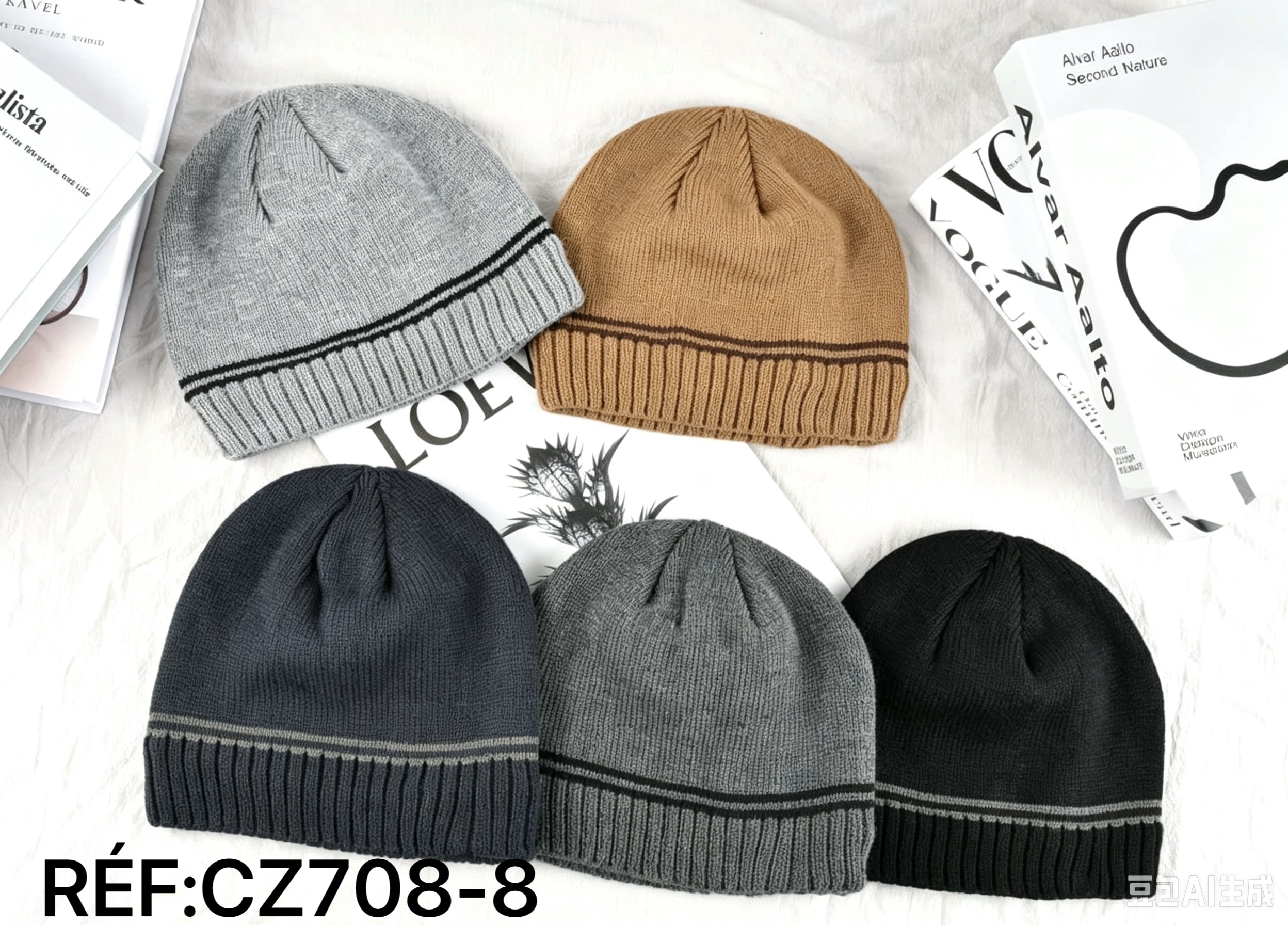 Bonnet tricoté homme hiver （x12)#8