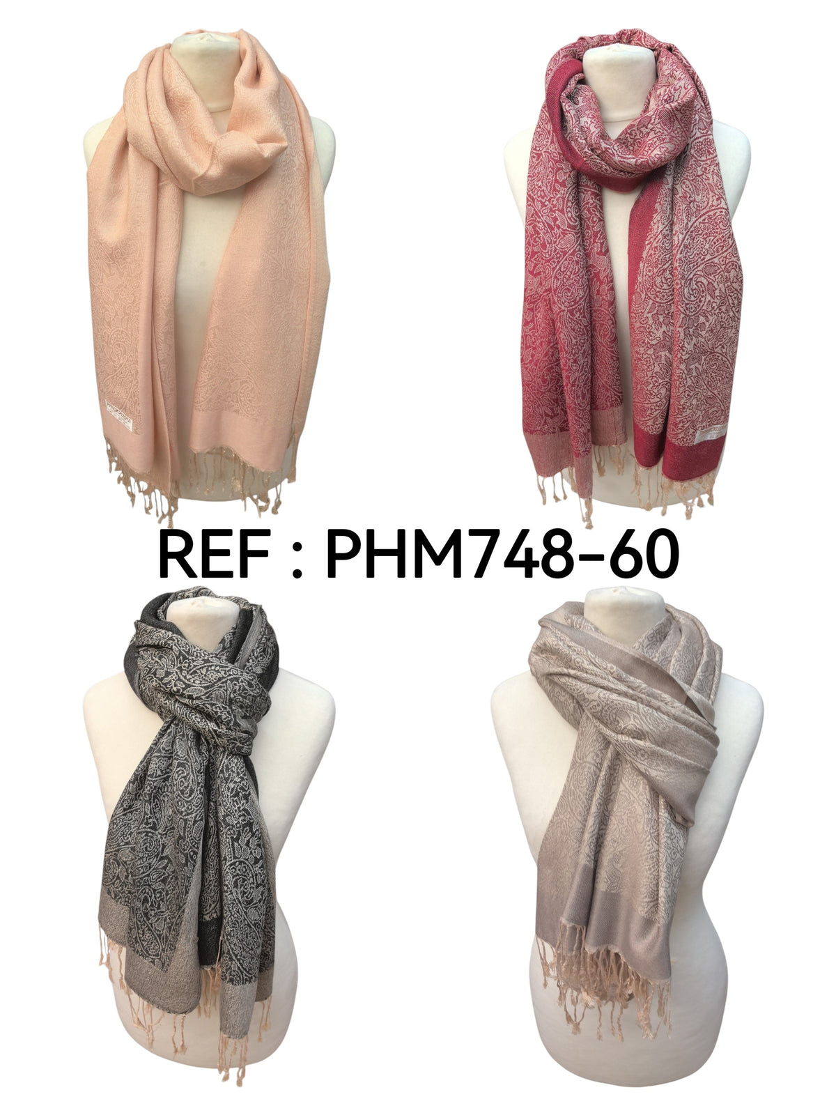 Écharpe Pashmina à motif paisley PHM-60（x12)