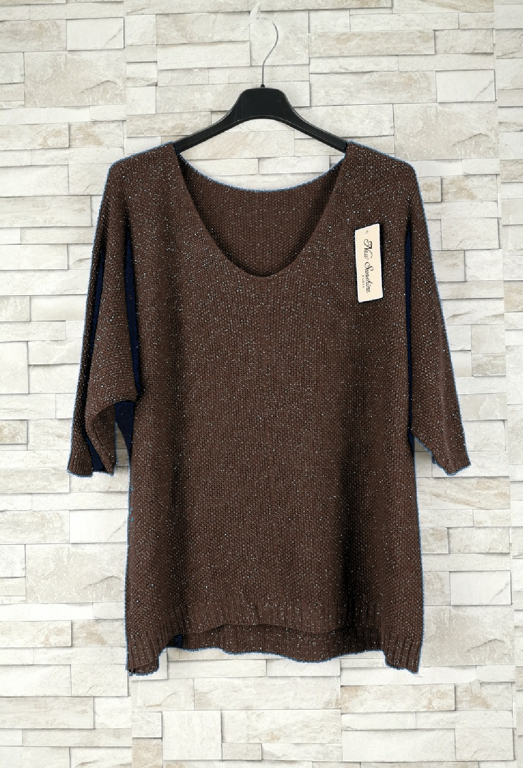pull fine avec lurex manches trois quarts (x9)