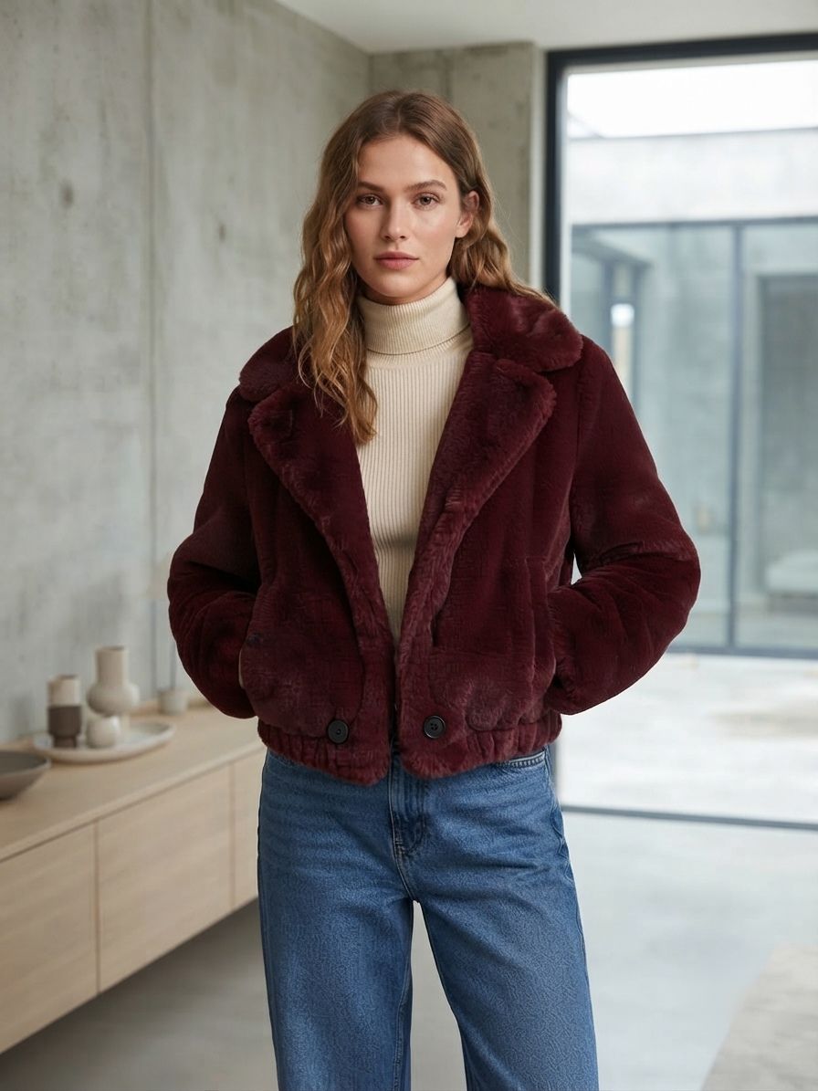 Manteau Fausse Fourrure Courte （x5)