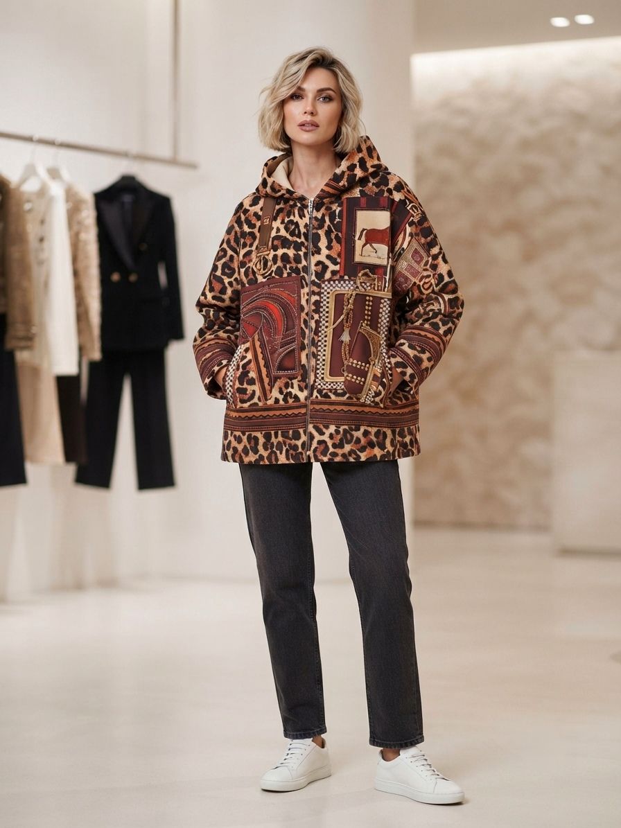Veste OverSize Imprimé Avec Capuche (x4)