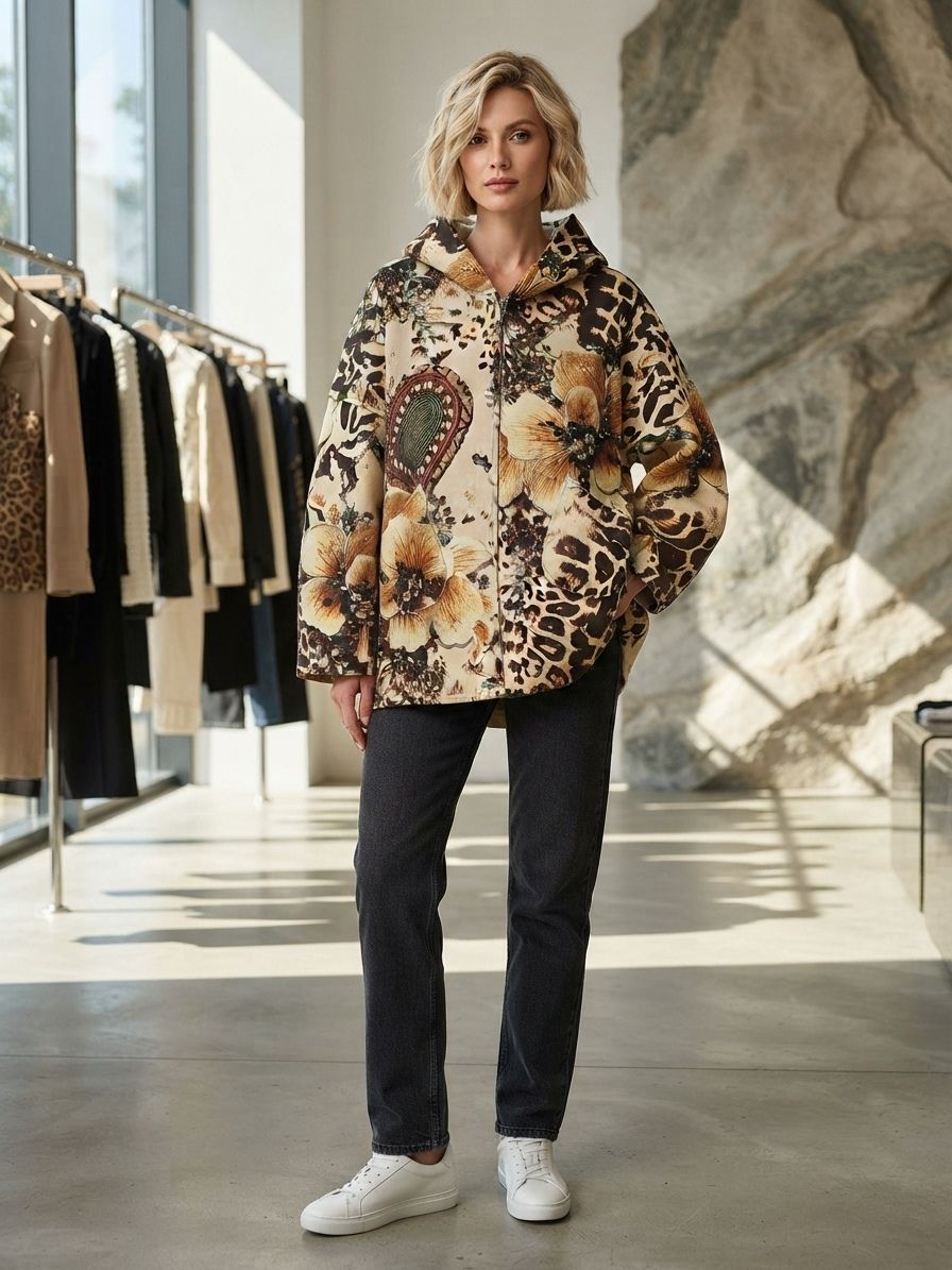 Veste OverSize Imprimé Avec Capuche (x4)