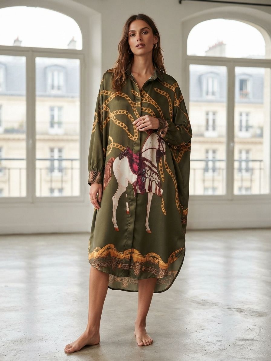 Robe Chemise Longue En Satin (x6)