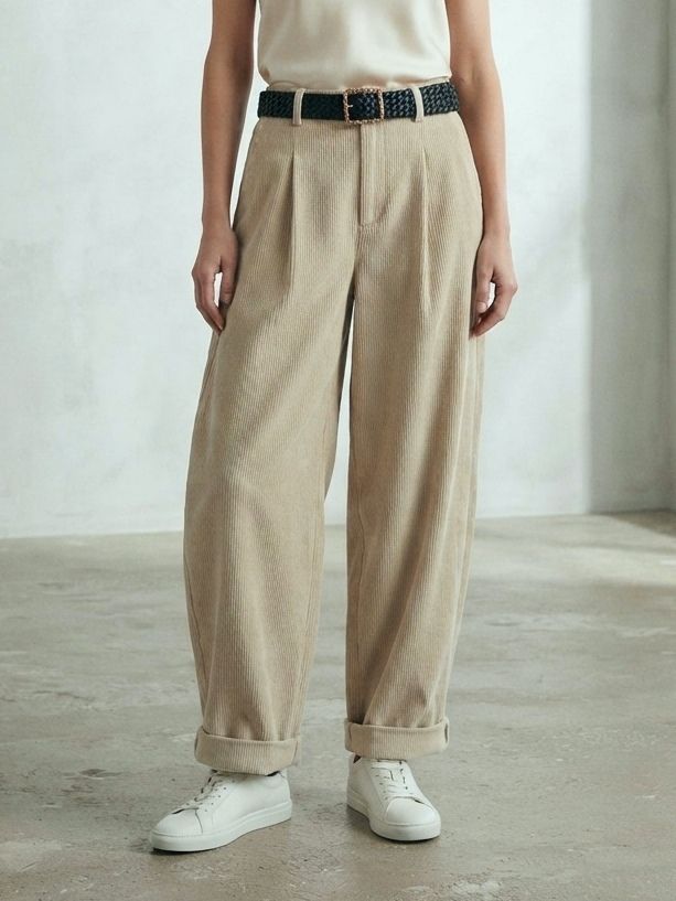 Pantalon Ample Velours Côtelé Avec Ceinture(x6)