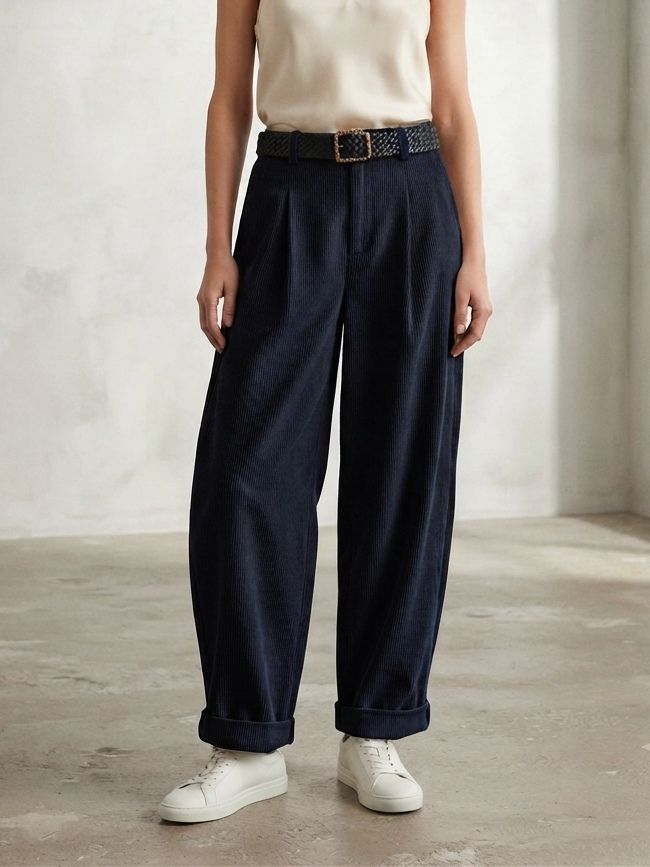 Pantalon Ample Velours Côtelé Avec Ceinture(x6)