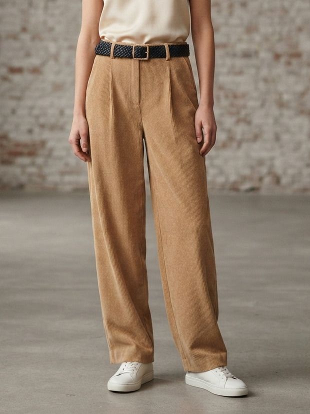 Pantalon Ample Velours Côtelé Avec Ceinture(x6)