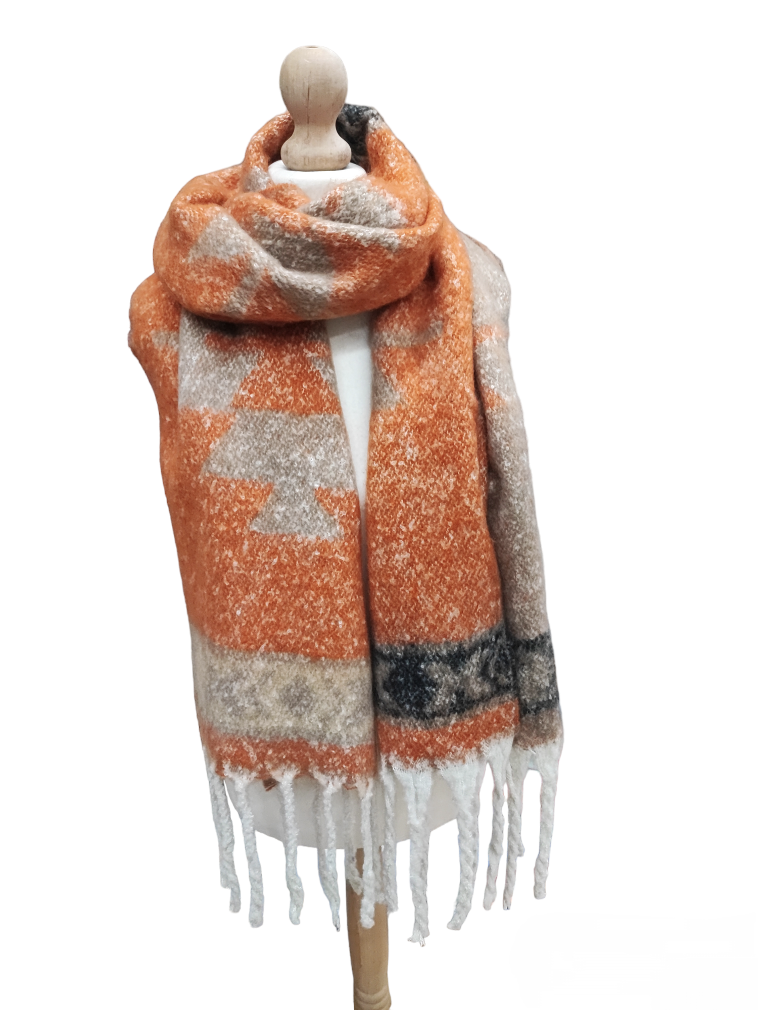 Oversized printed scarf in large wool (x6)#32