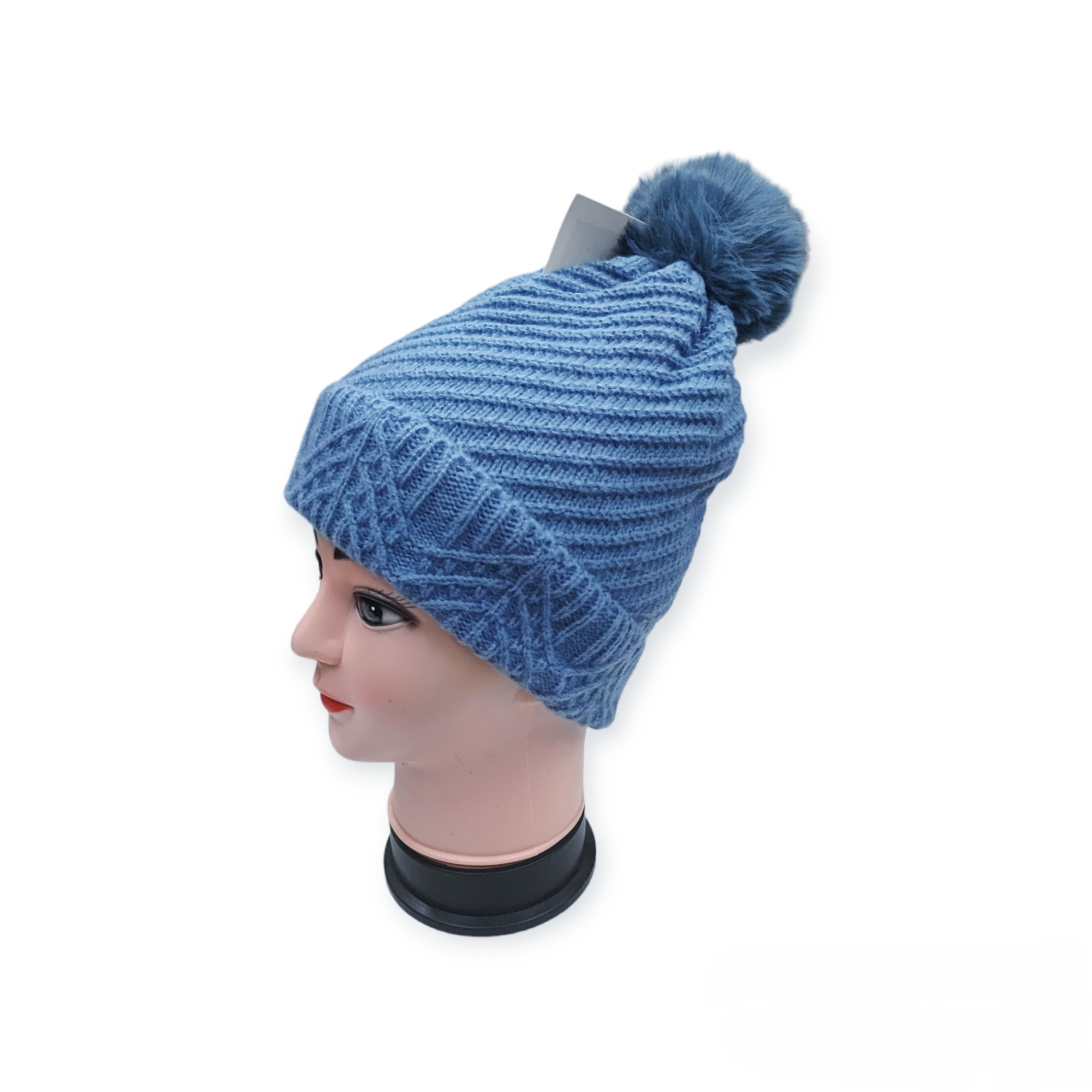 Women's hat with pompom filling (x12) #-4