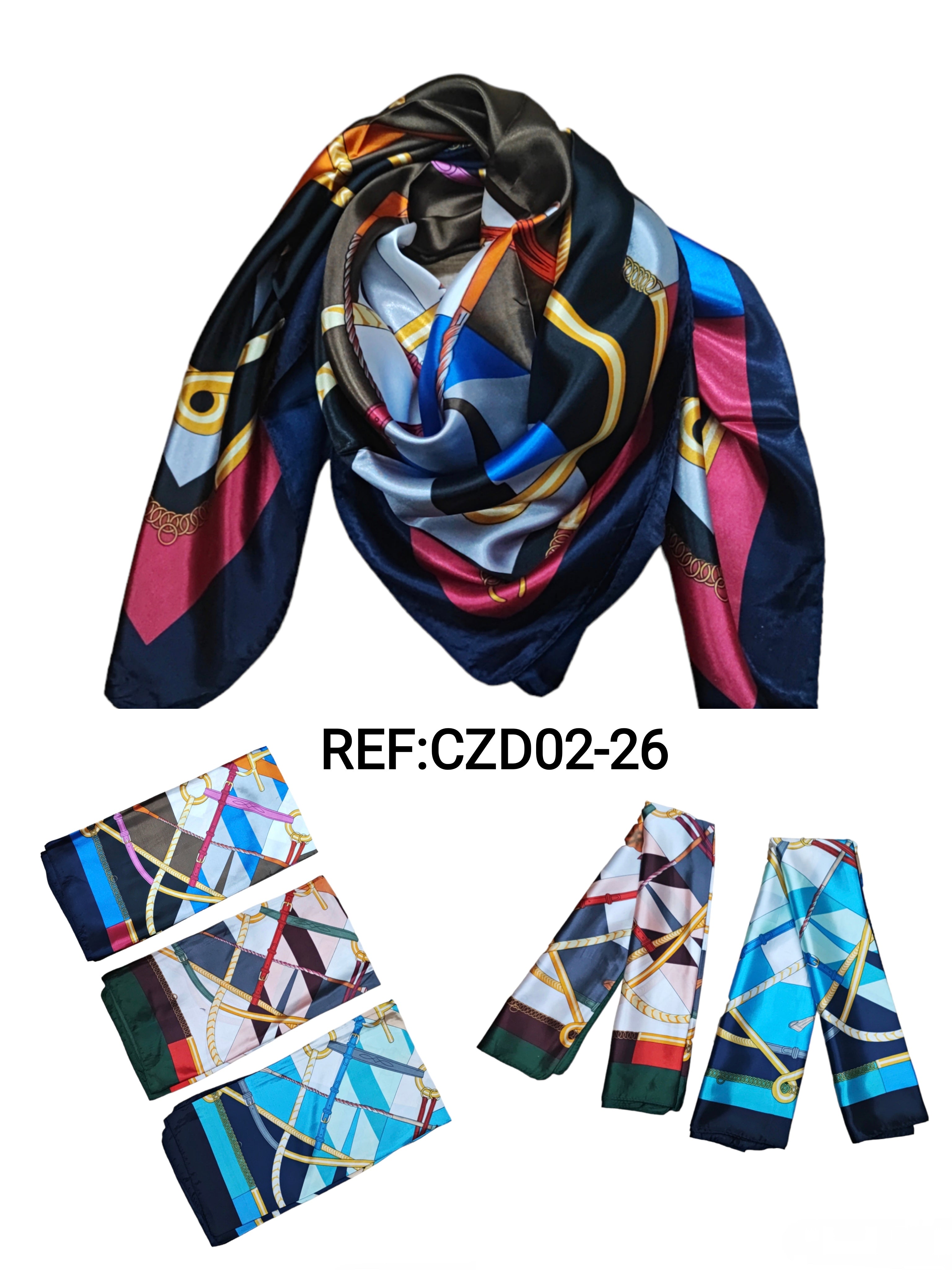90cm square scarf with fancy print (x10)#26