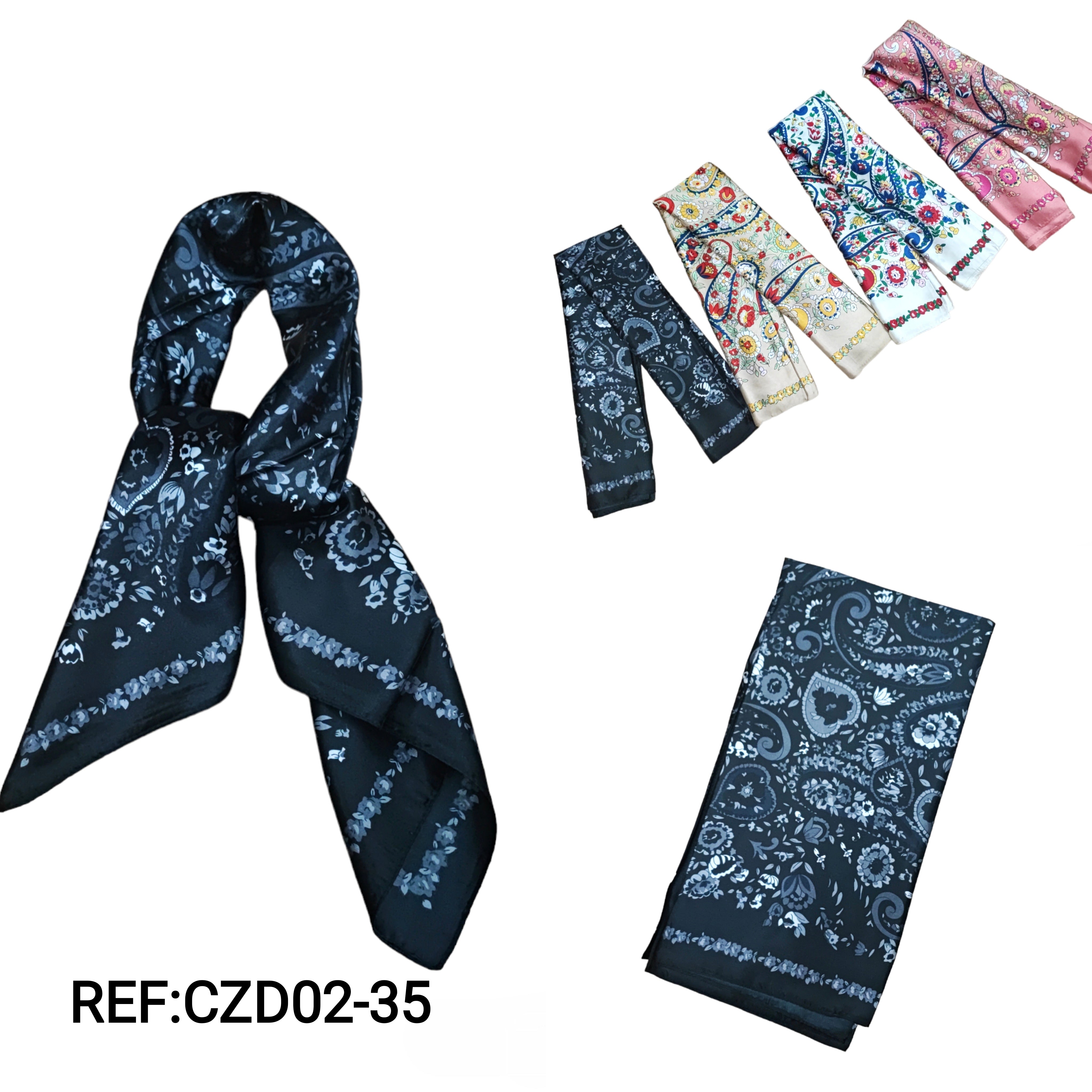 90cm square scarf with fancy print (x10)#35