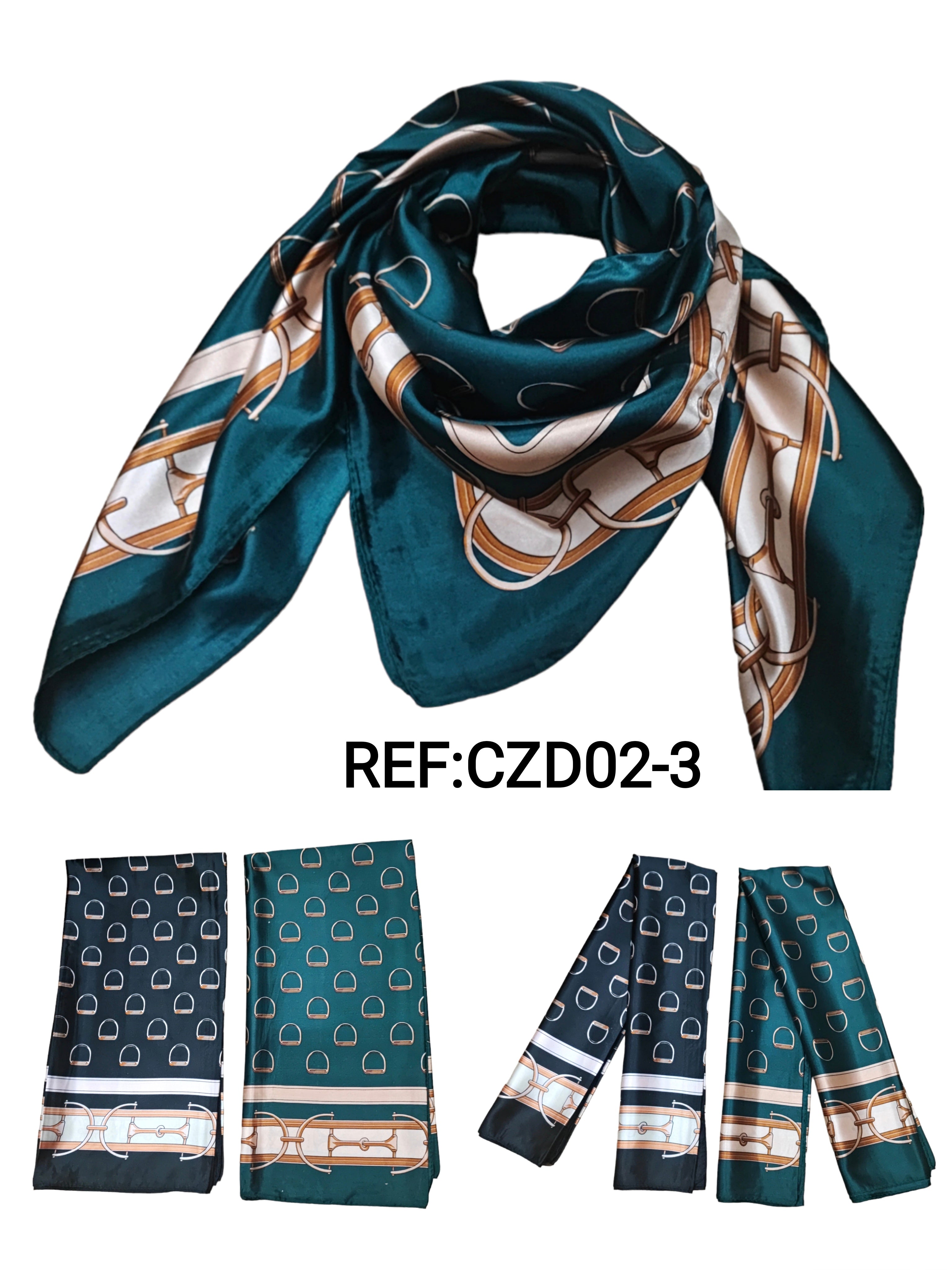 90cm square scarf with fancy print (x10)#3