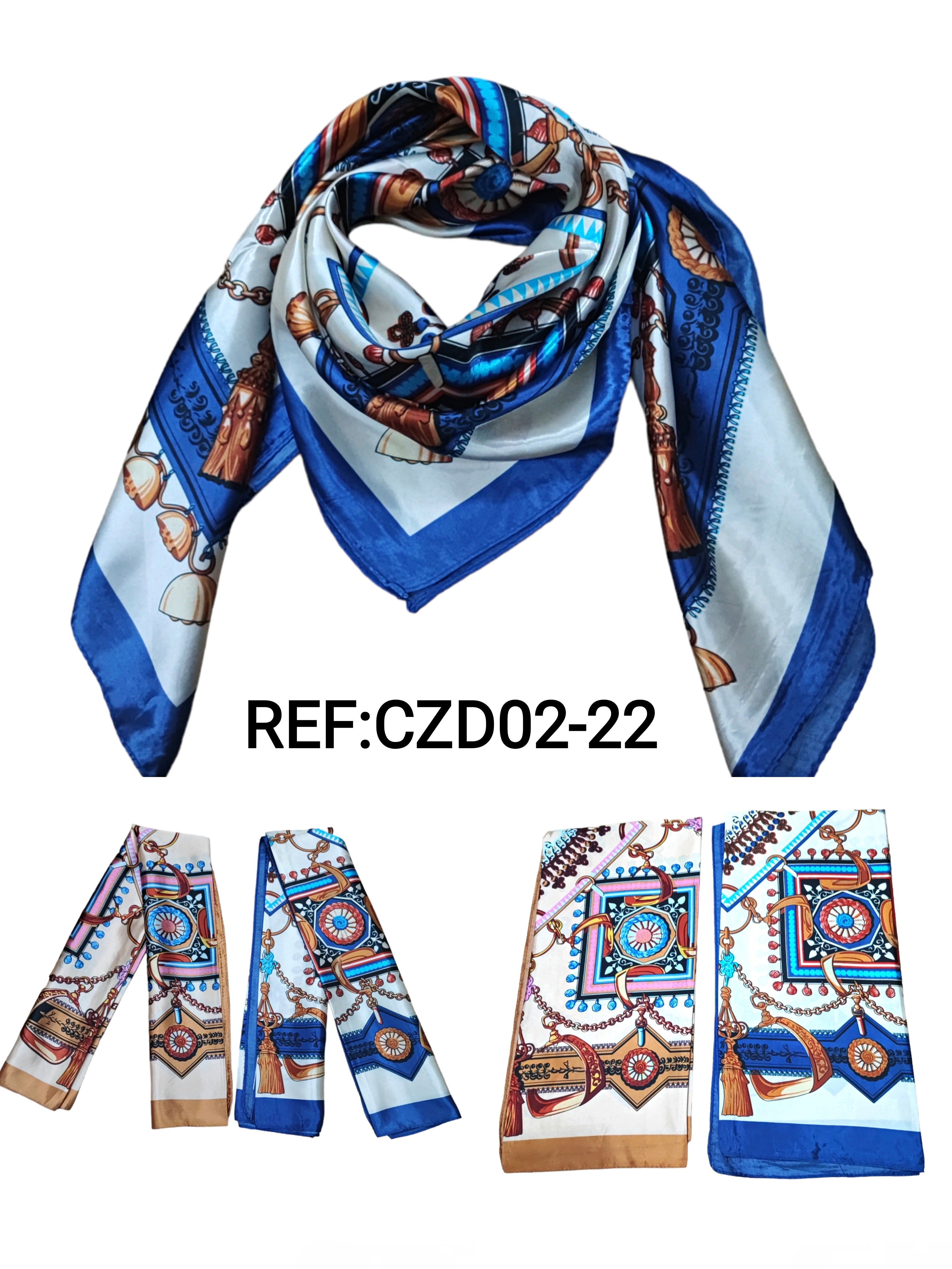 90cm square scarf with fancy print (x10)#22