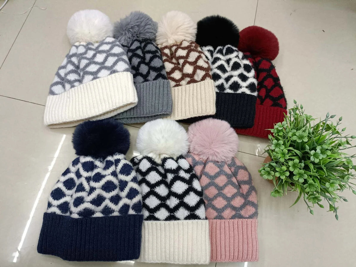 Bonnet Femme fourré pompon   (x12) #5