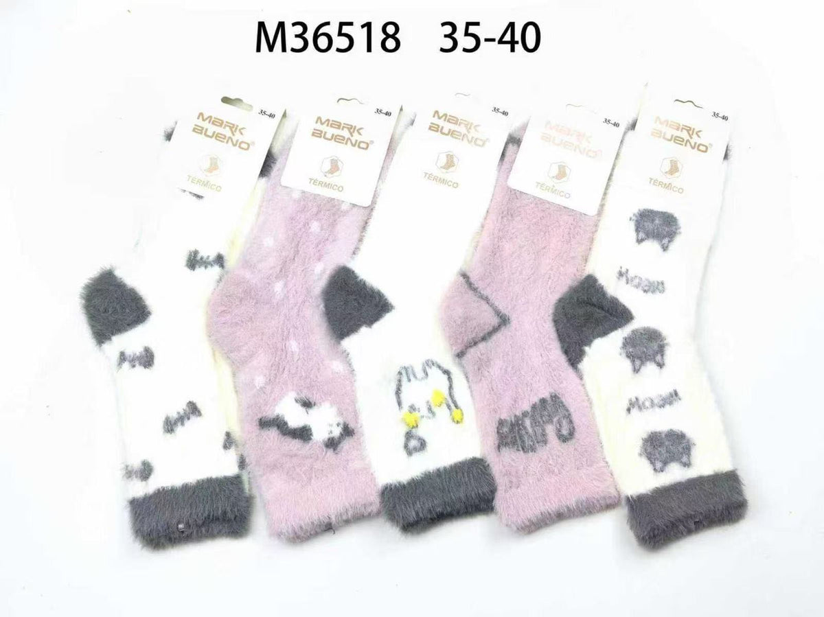 Chaussettes femme en maille douce peluche(x12)