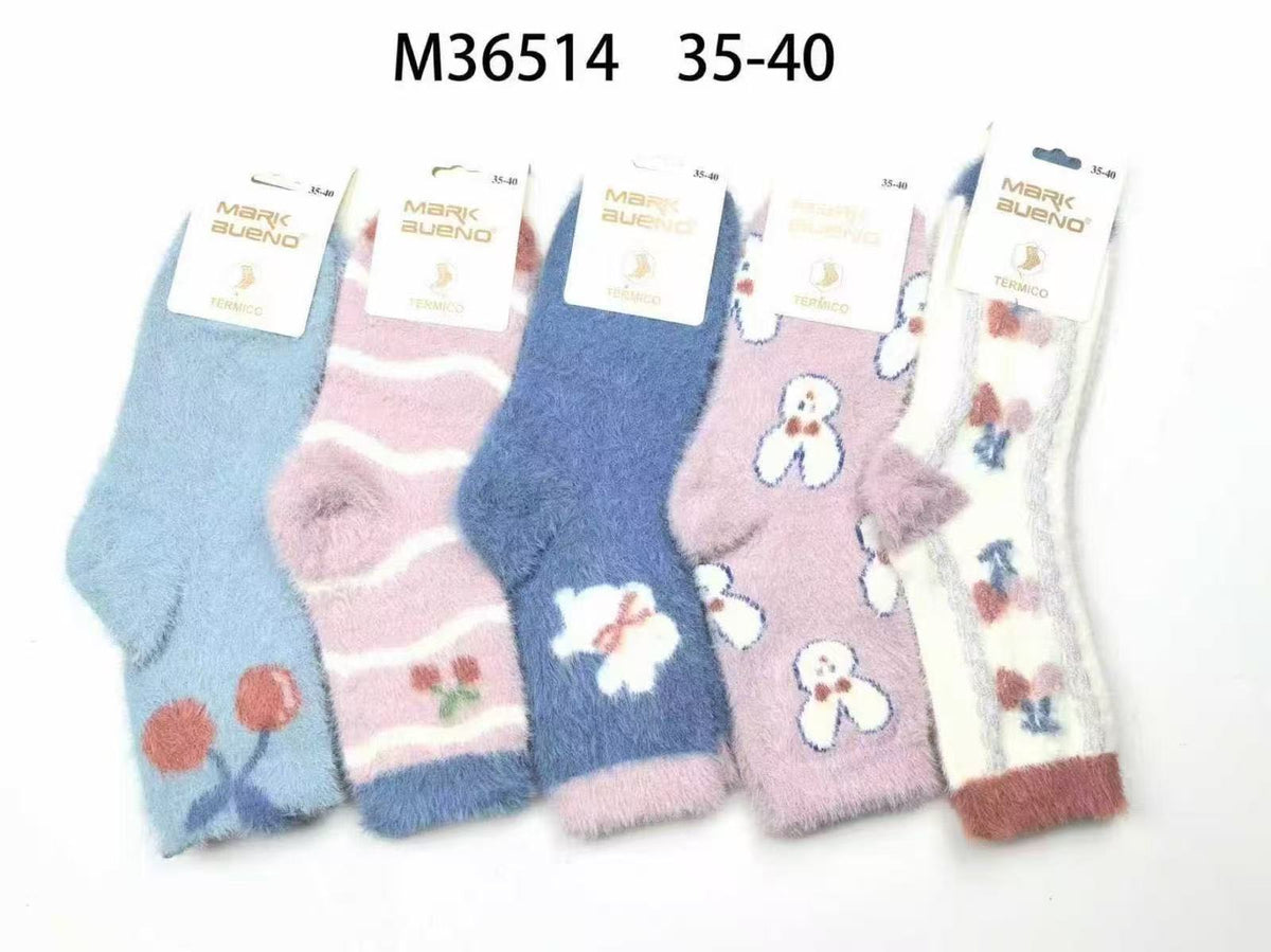 Chaussettes femme en maille douce peluche(x12)