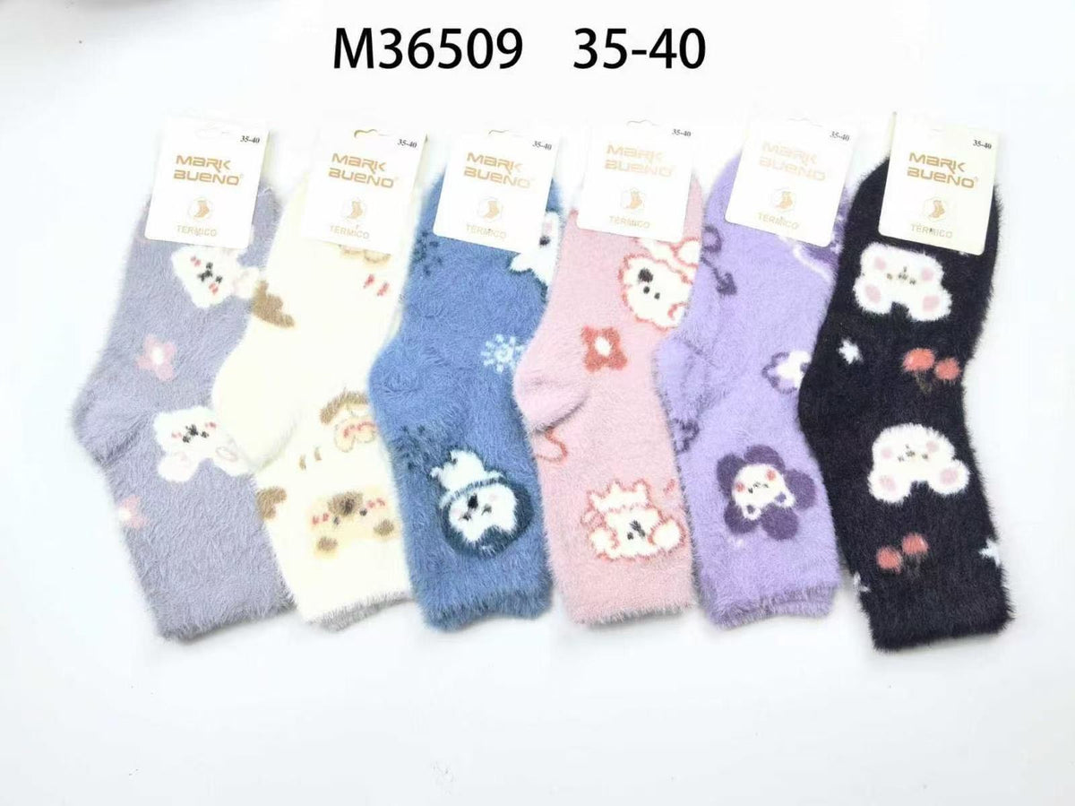 Chaussettes femme en maille douce peluche(x12)