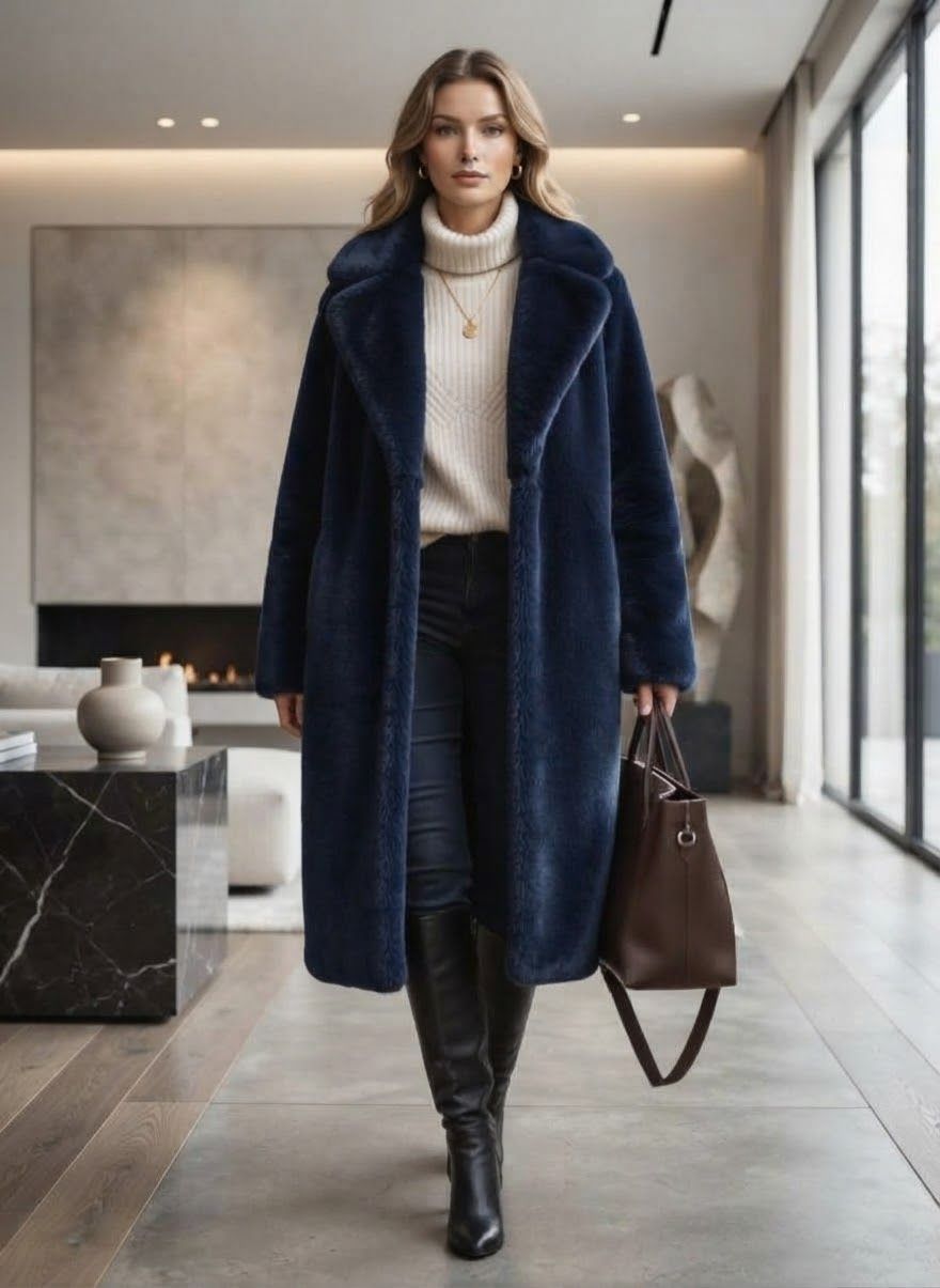 Manteau Fausse fourrure longue Avec Deux Boutons (x4)