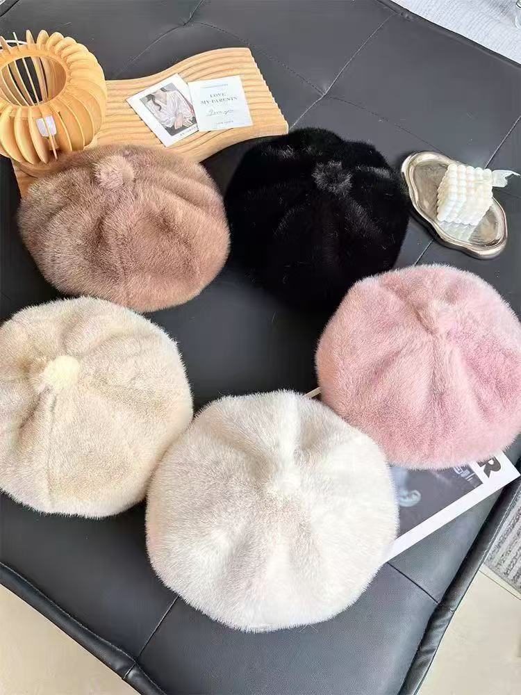 Béret femme en fausse fourrure (x12)#1