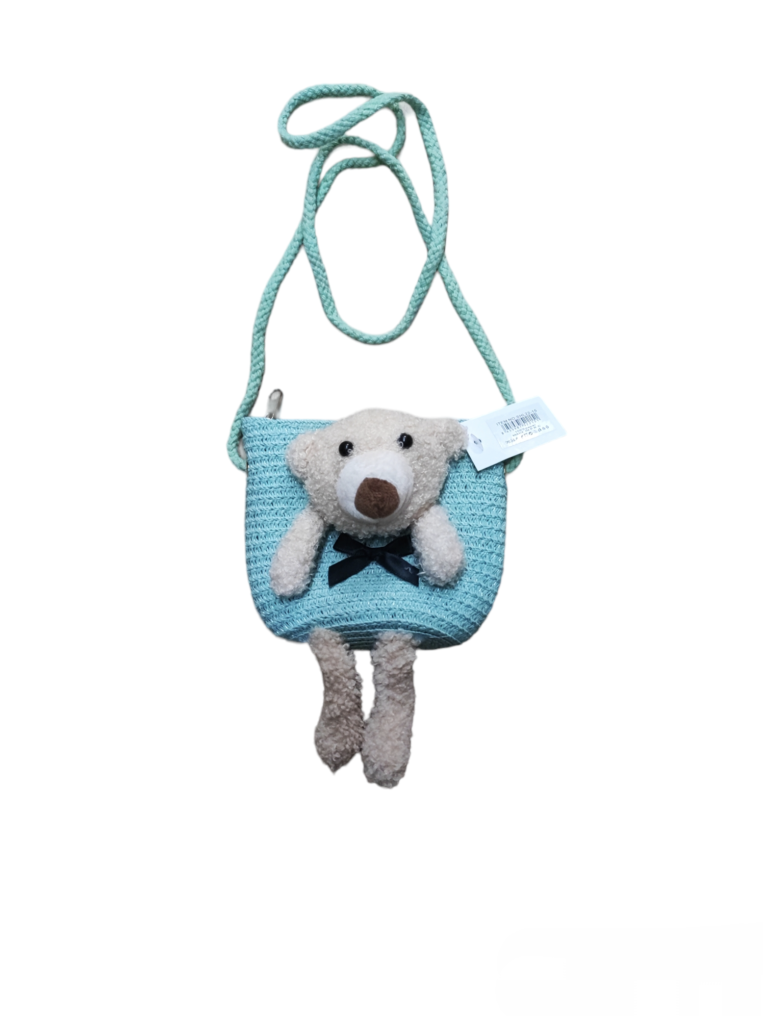 Girls' mini straw bag with little bear motif (x12)