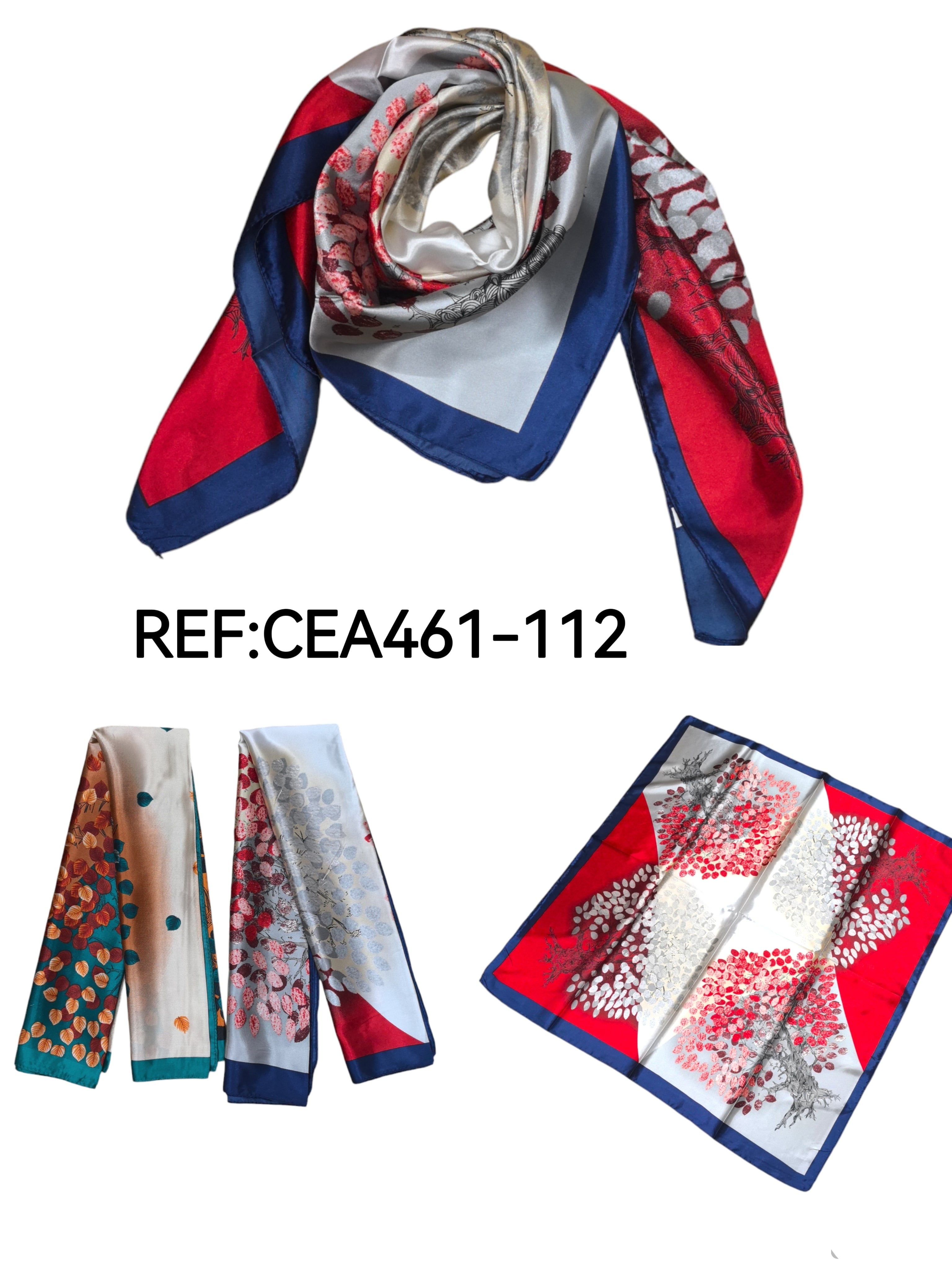 Foulard carré  90cm imprimé fantaisie (x10)#112