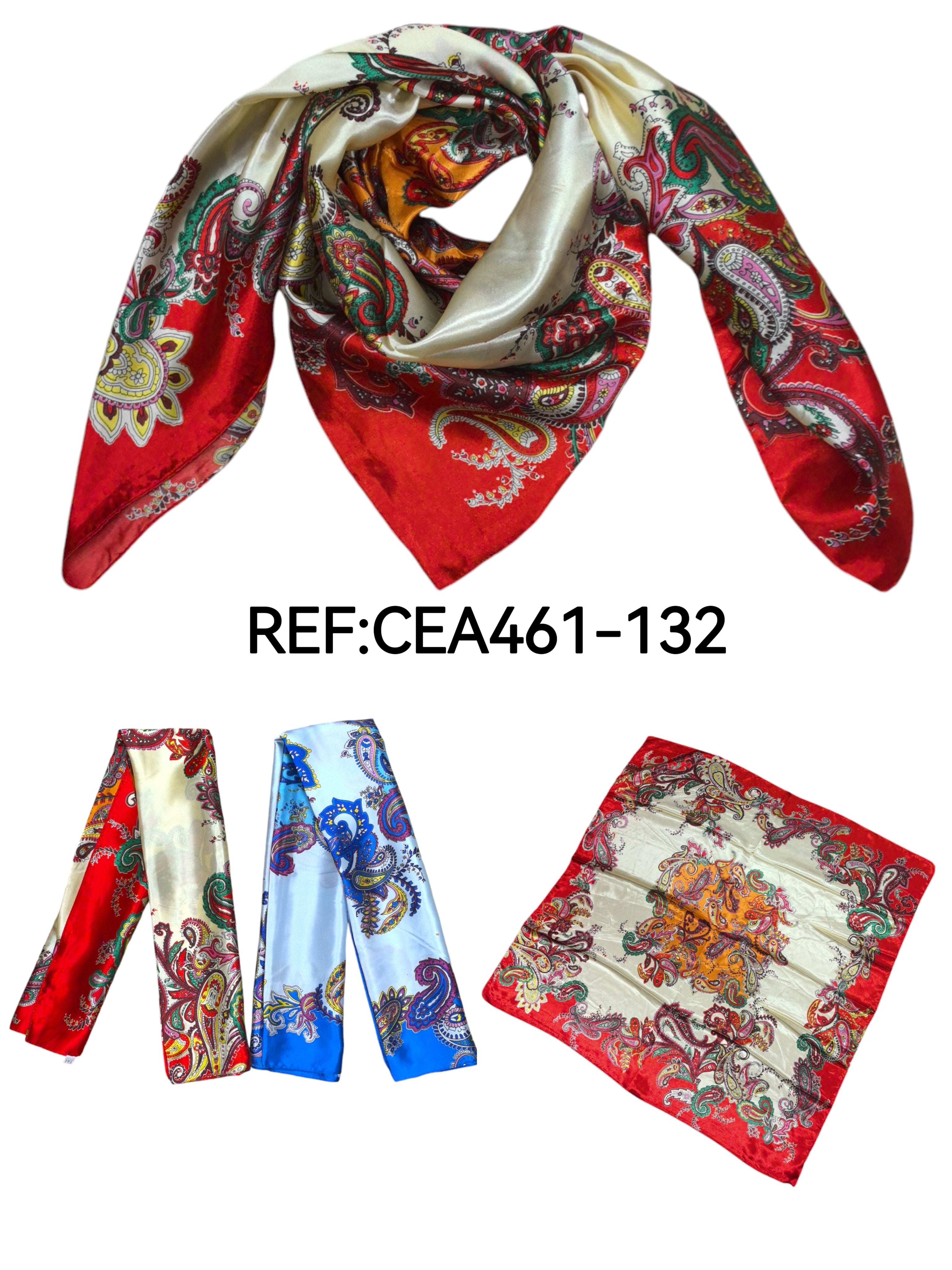 Foulard carré  90cm imprimé fantaisie (x10)#132