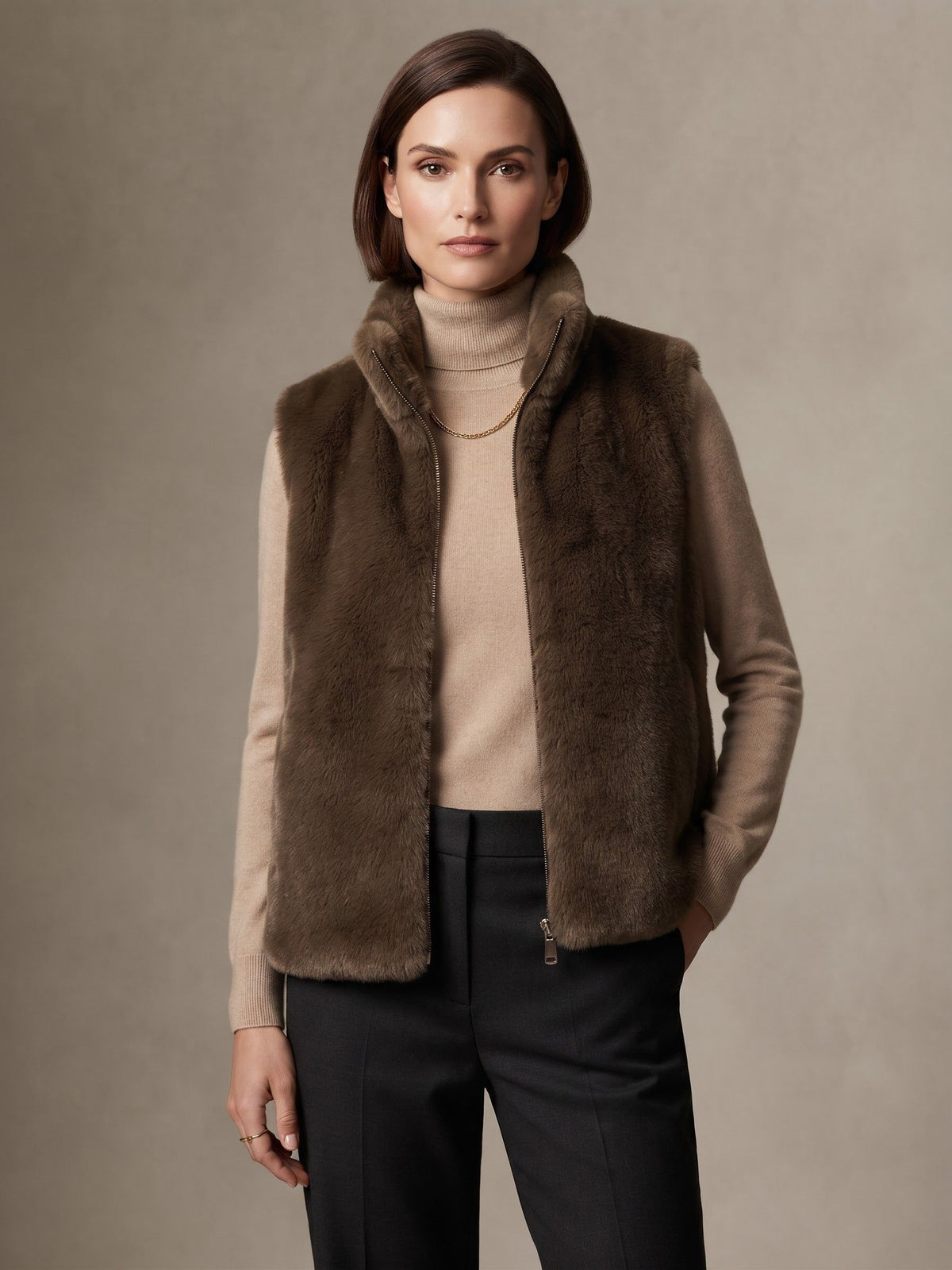 Gilet Sans Manches Fausses Fourrure (x6)