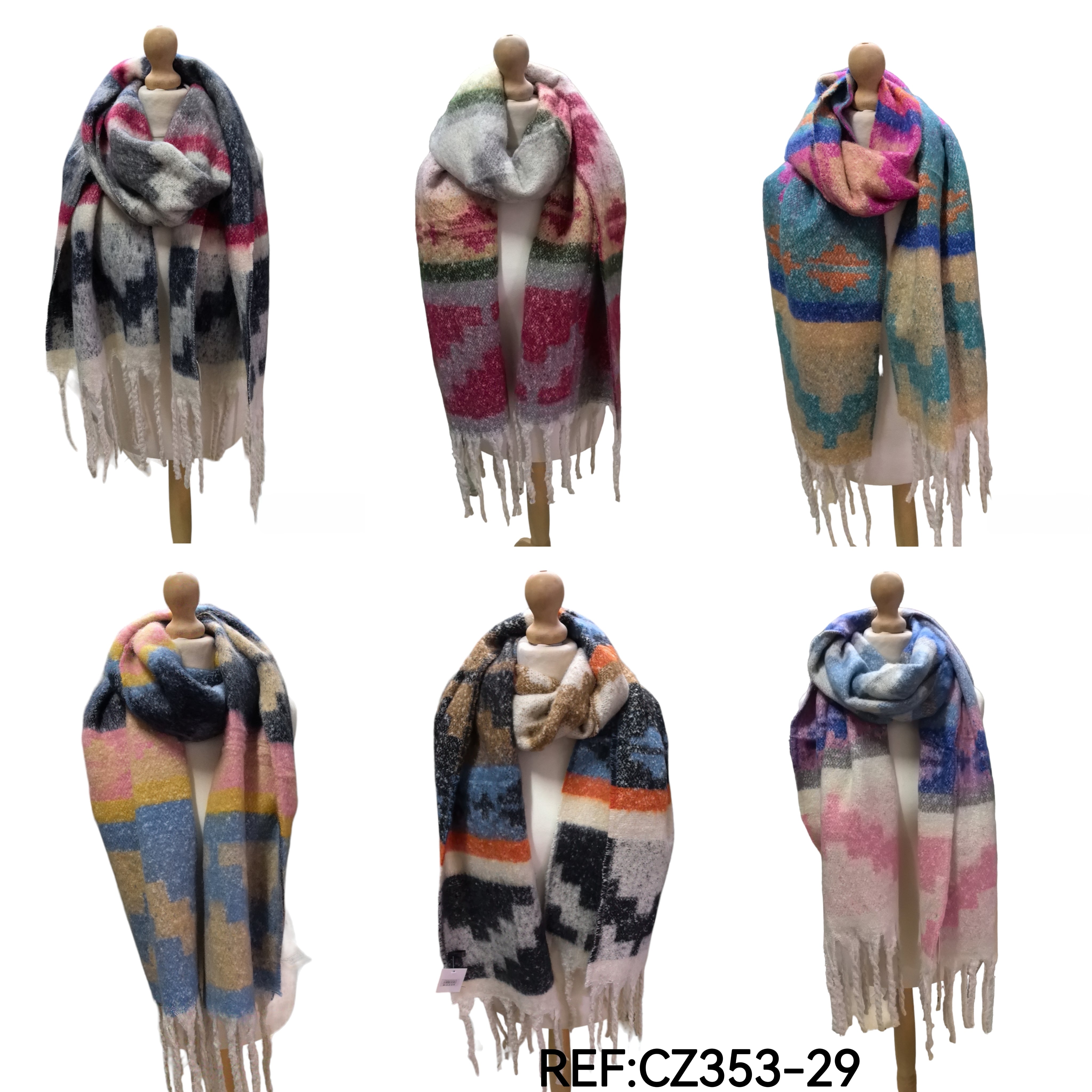 Oversized printed scarf in large wool (x6)#29