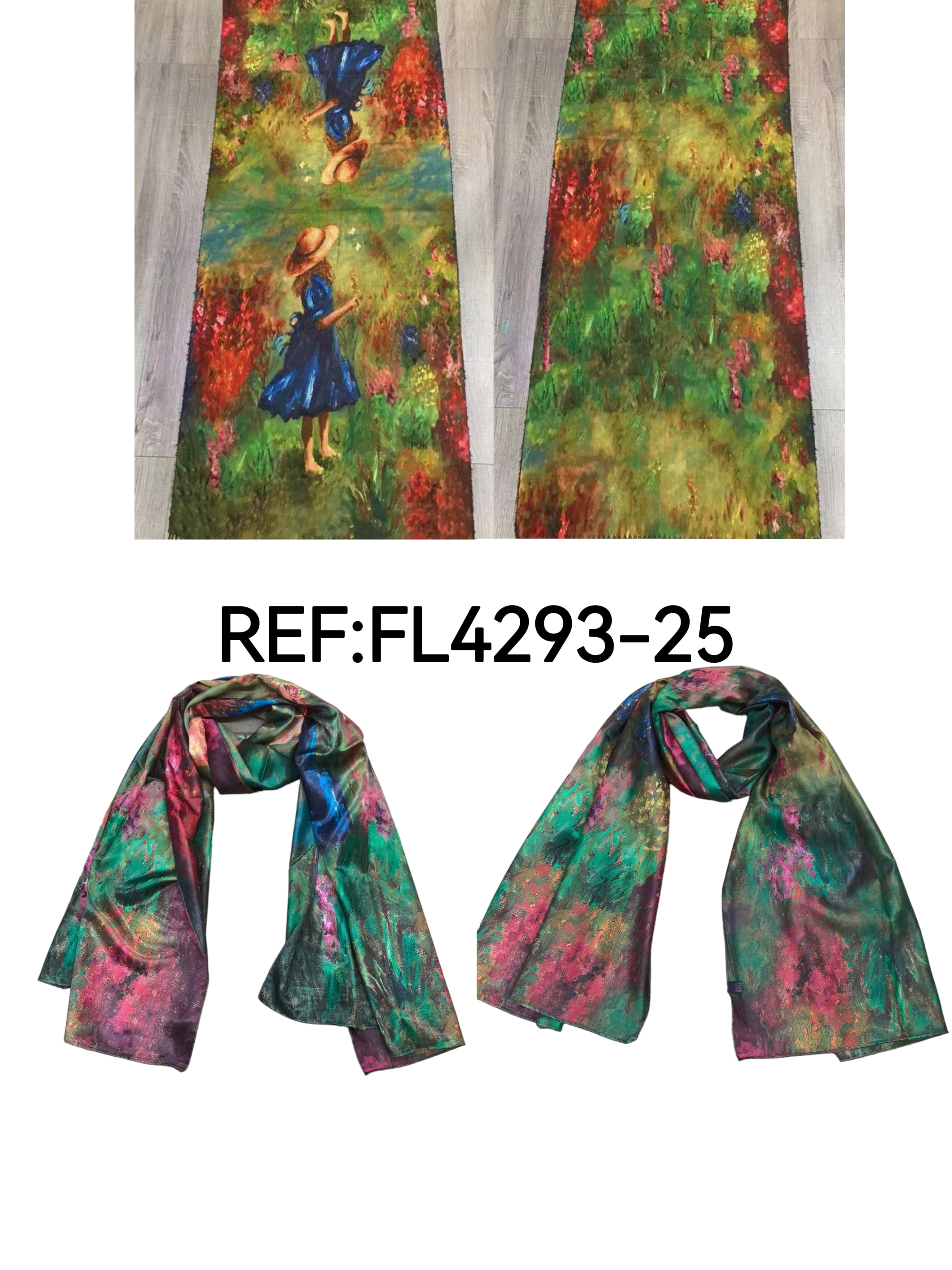 Double-sided oil painting shawl scarves (x4)#25