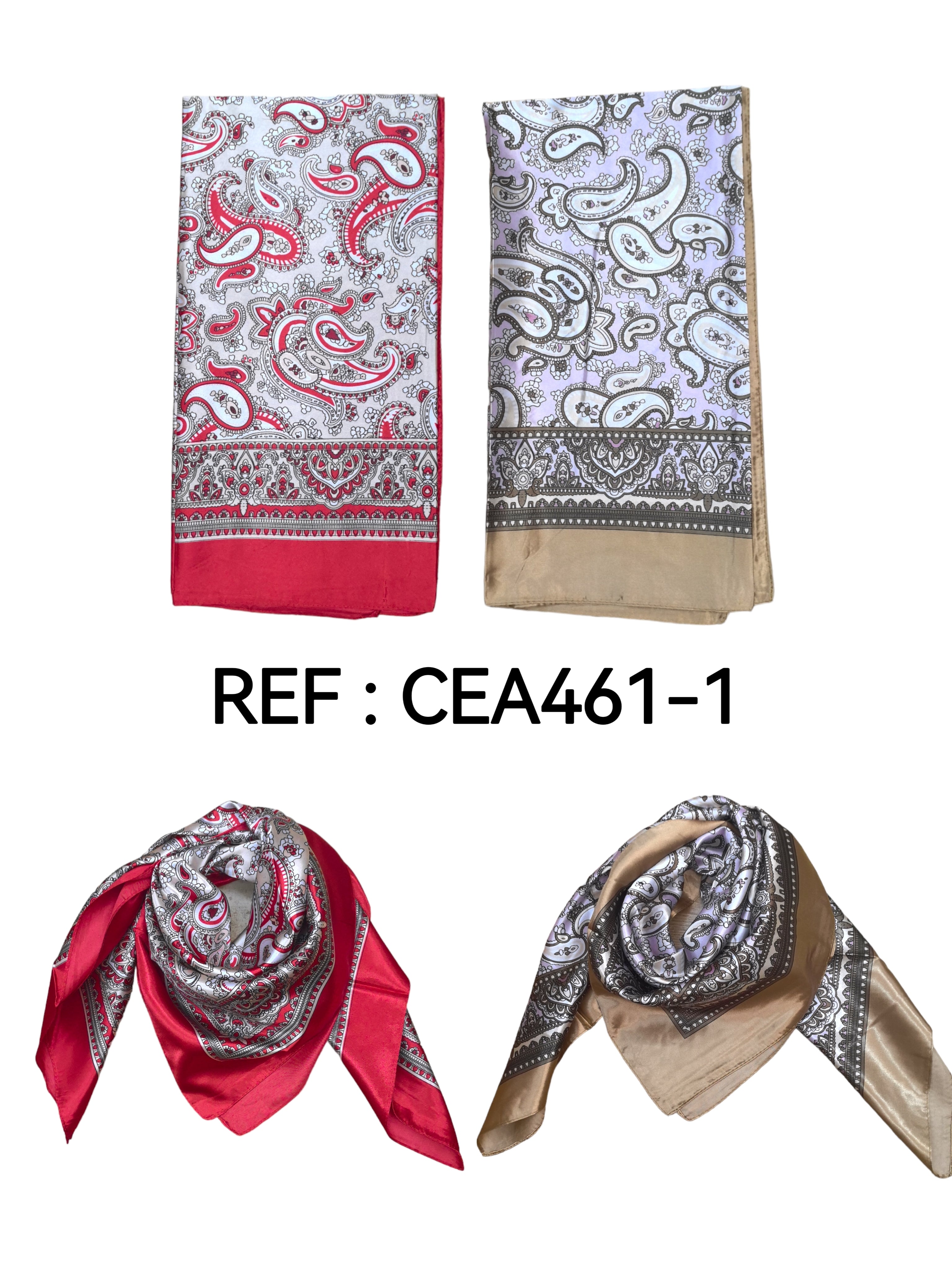 Foulard carré  90cm imprimé fantaisie (x10)#1