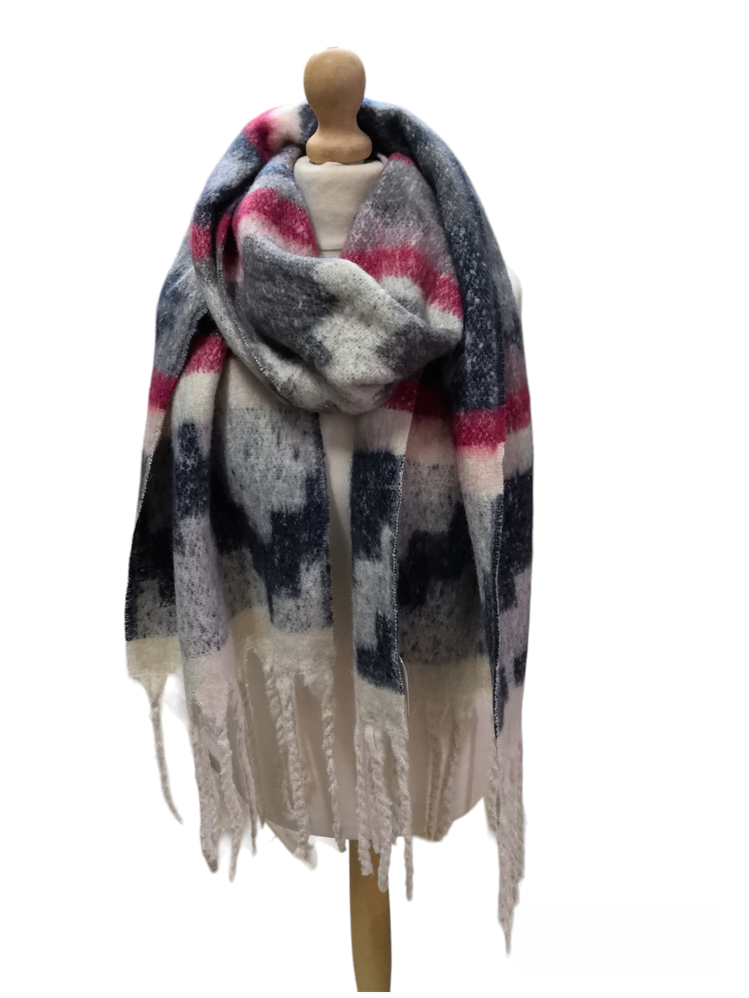 Oversized printed scarf in large wool (x6)#29