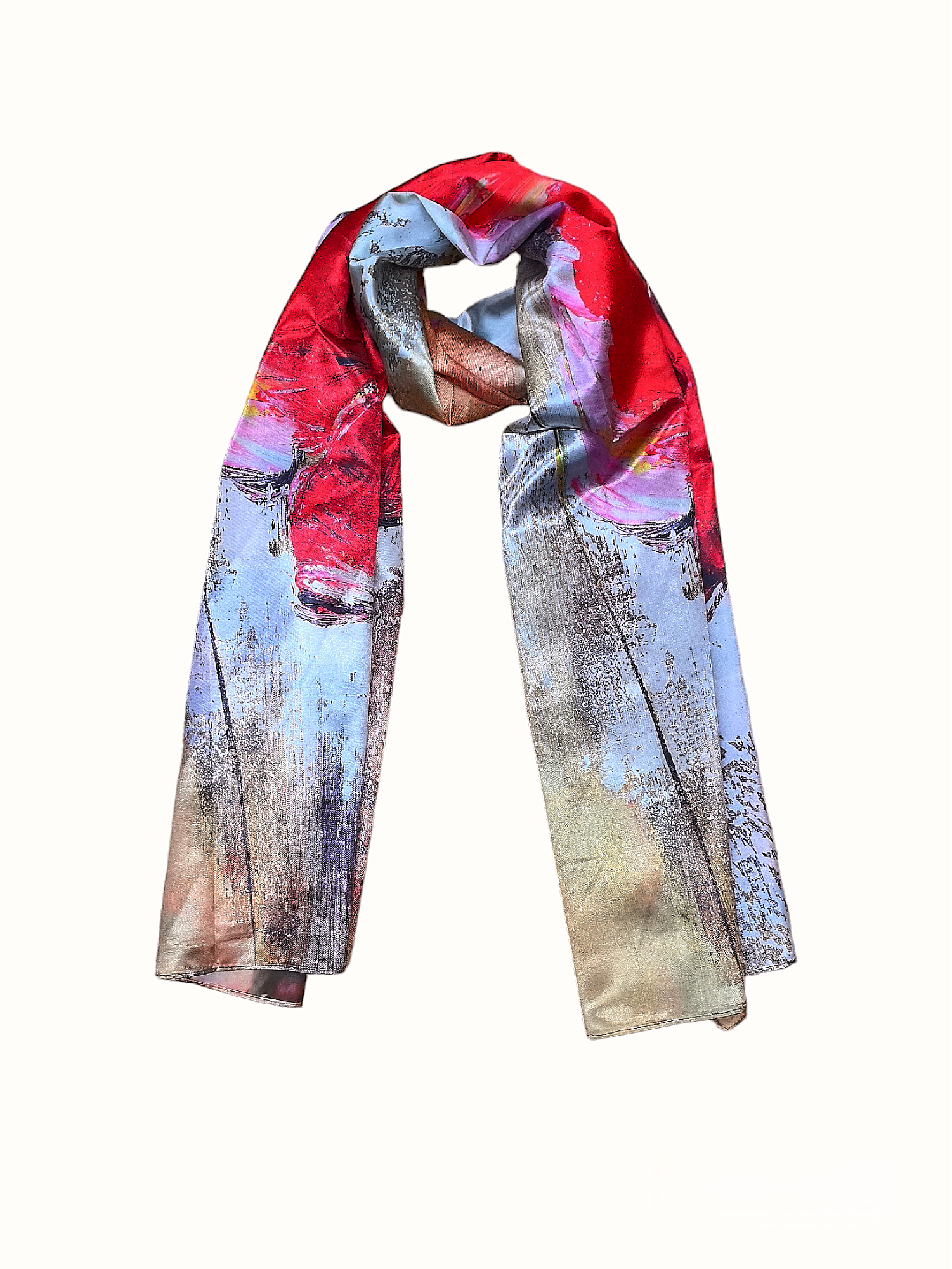 Double-sided oil painting shawl scarves (x4)#24
