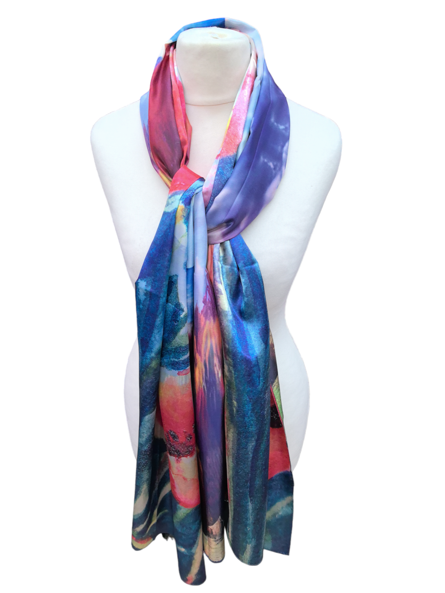 Double-sided oil painting shawl scarves (x4)#22