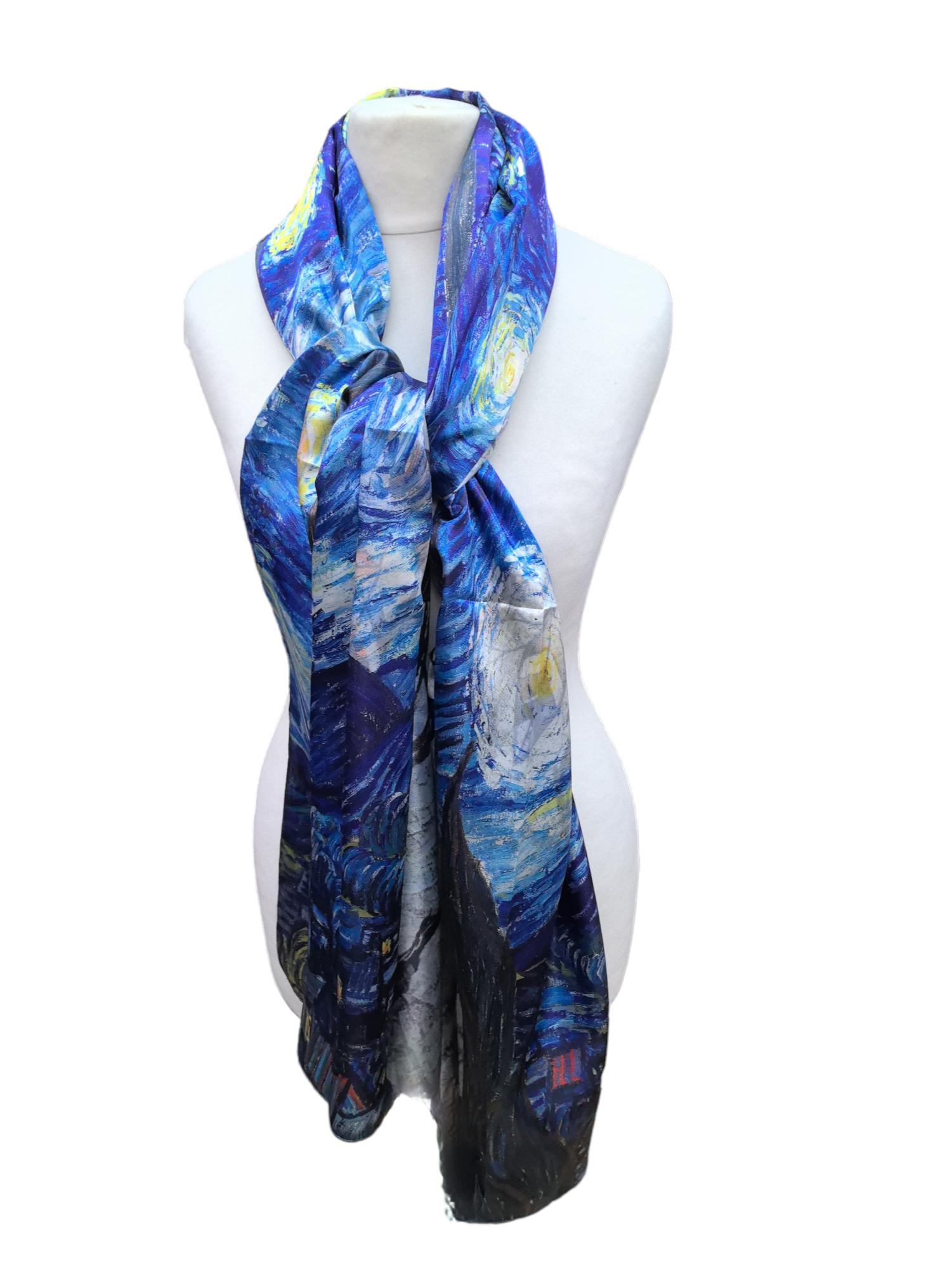Double-sided oil painting shawl scarves (x4)#11