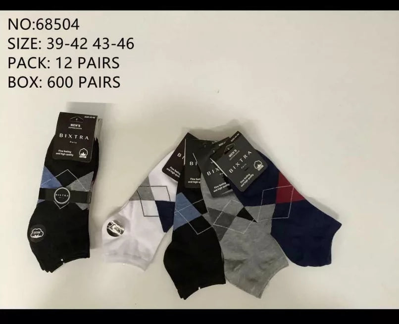 paires chaussettes homme motifs carrés colorés (2x12)