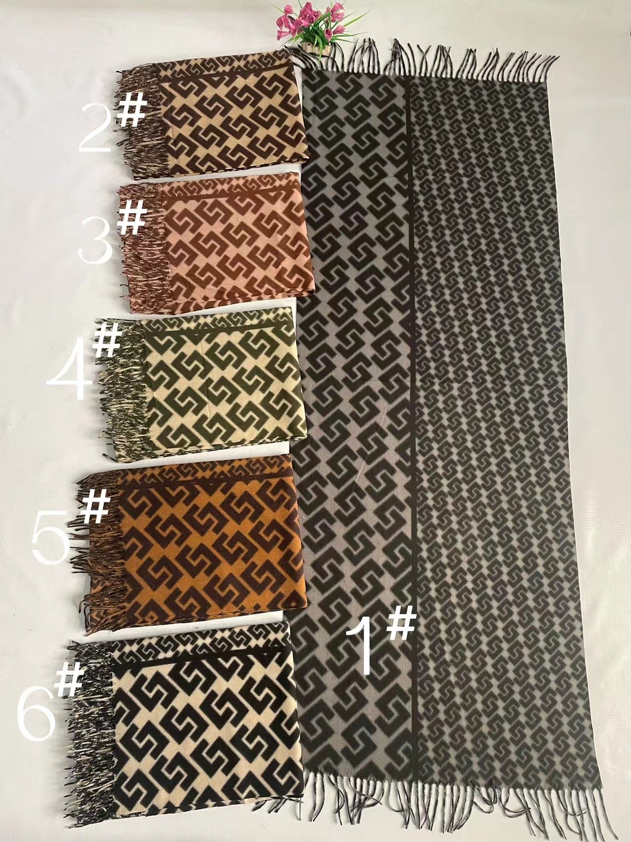 Shawl scarf double pattern-c180x70 (x12)#27