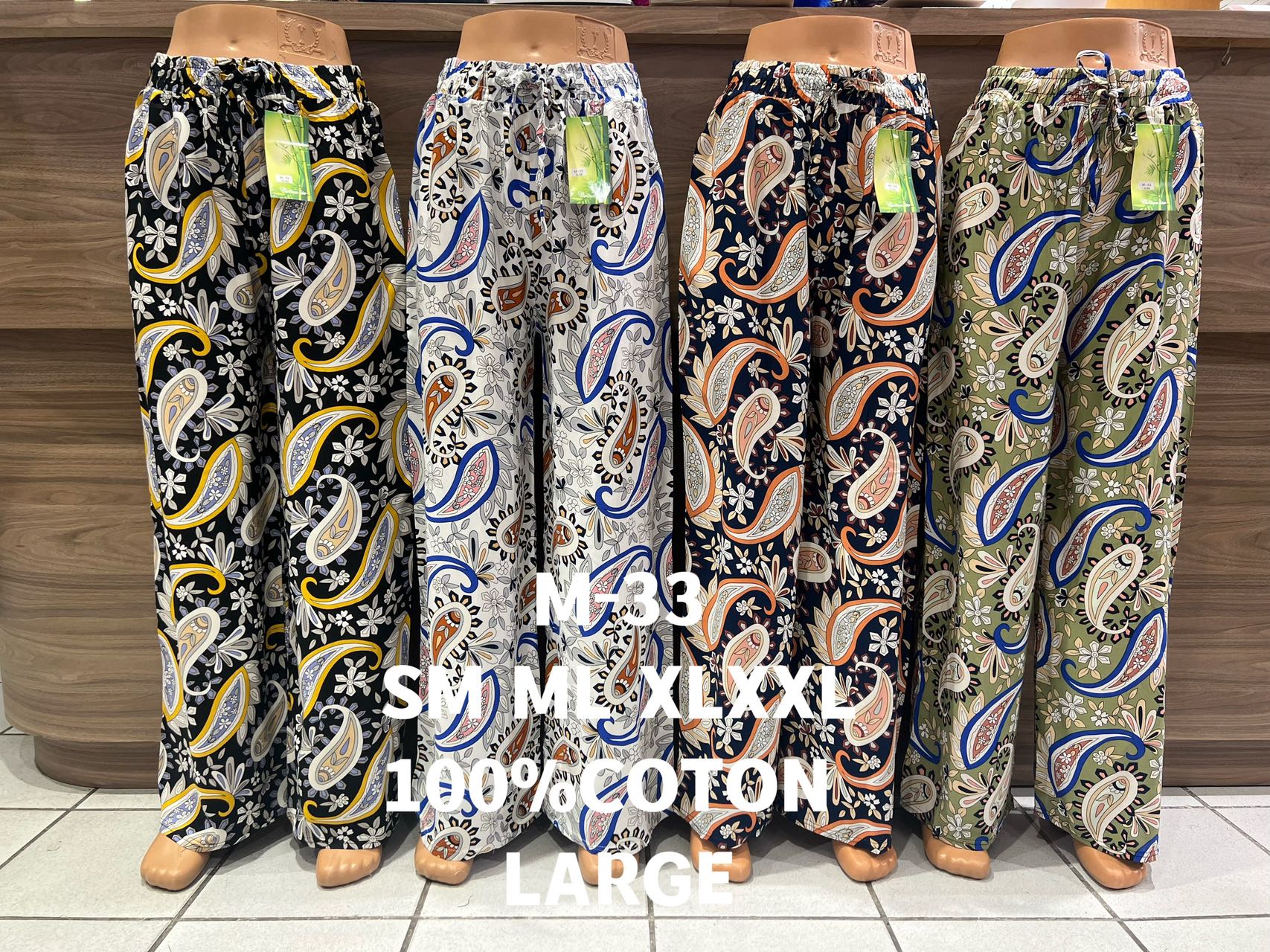 Pantalon fluide 100% coton motif paisley(x12)#33