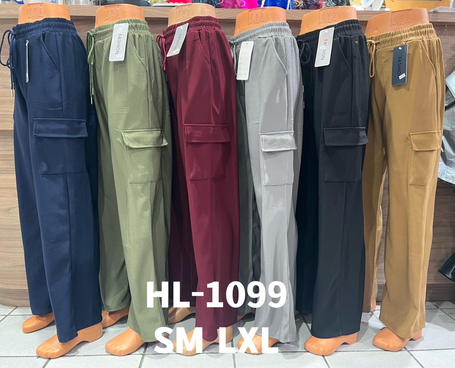 Pantalon fluide avec poche sur les côtes (x12)#1099