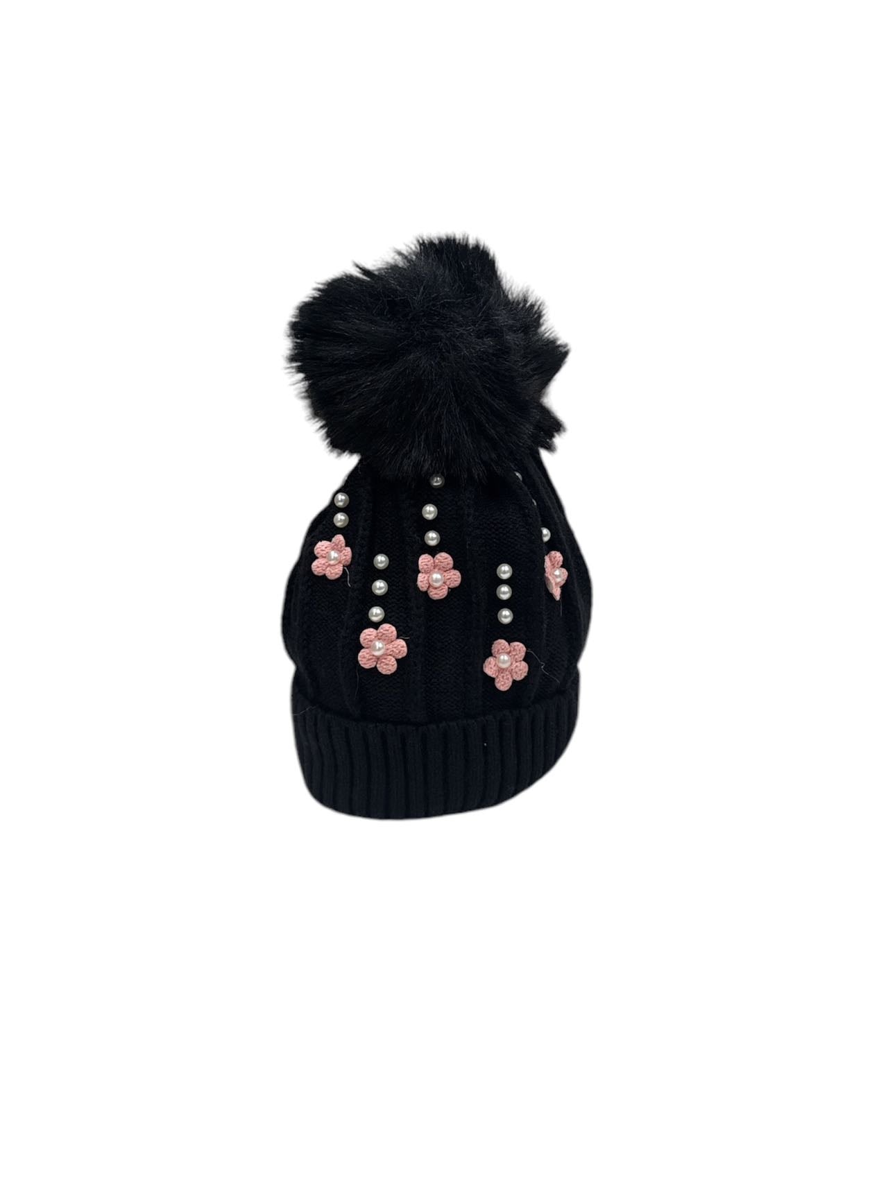 Bonnet enfant motif perles avec des fleurs(x12)