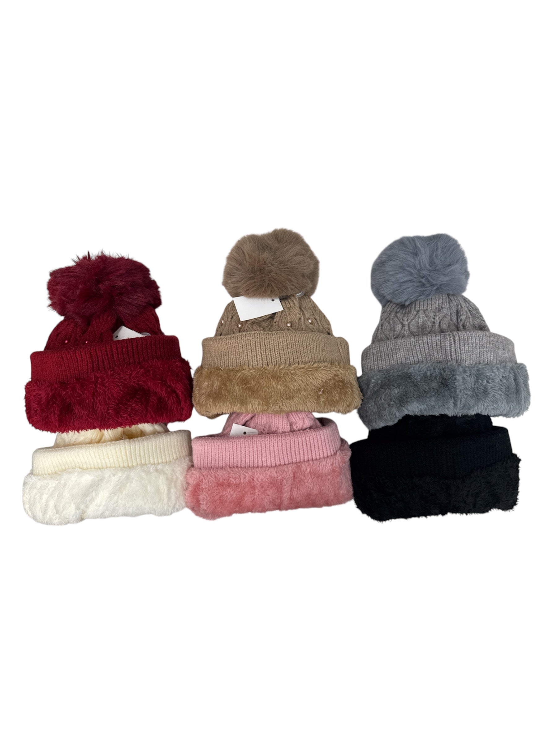 bonnet femme tricoté avec perle(x12)