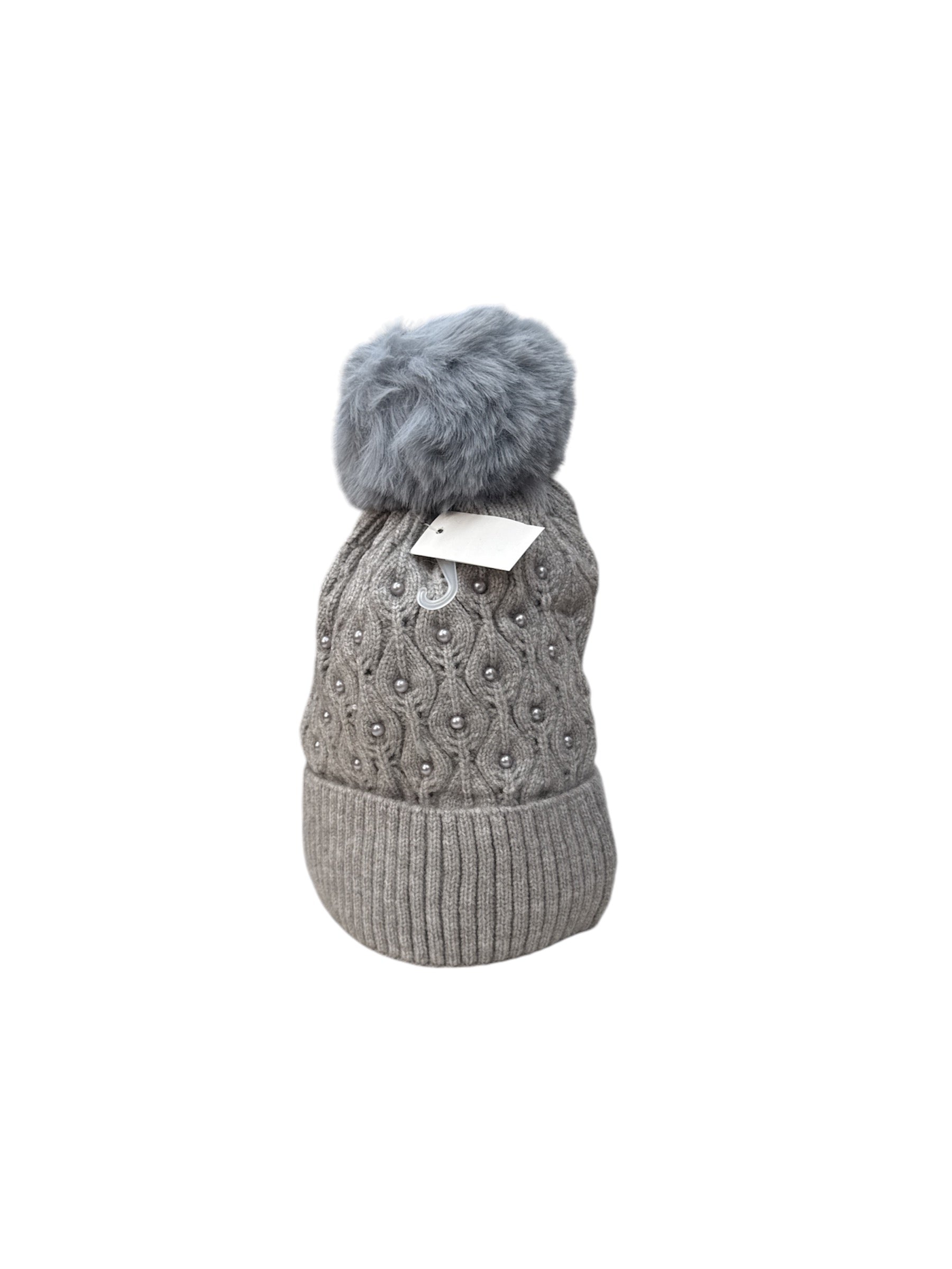 bonnet femme tricoté avec perle(x12)