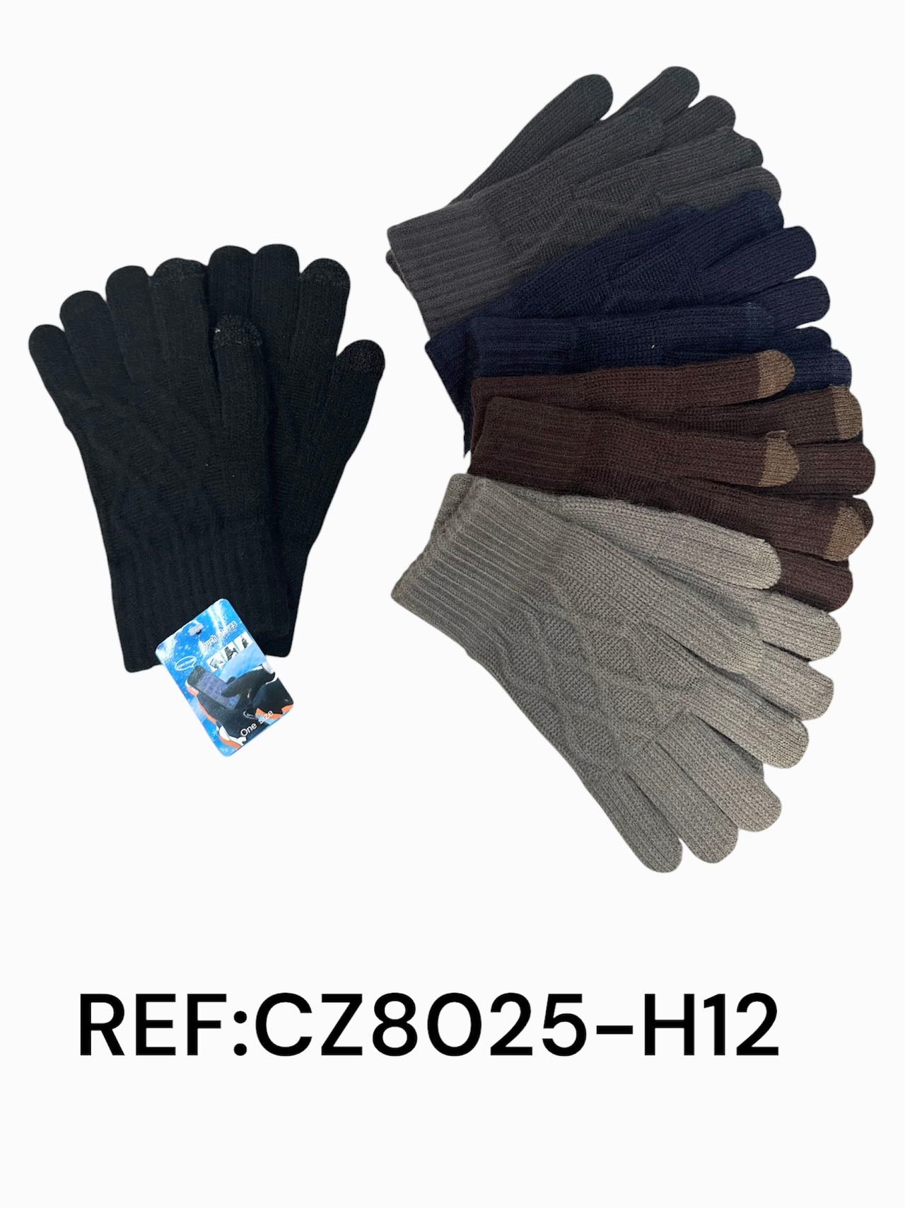 Gants  homme  tricotés tactiles (x12) H12