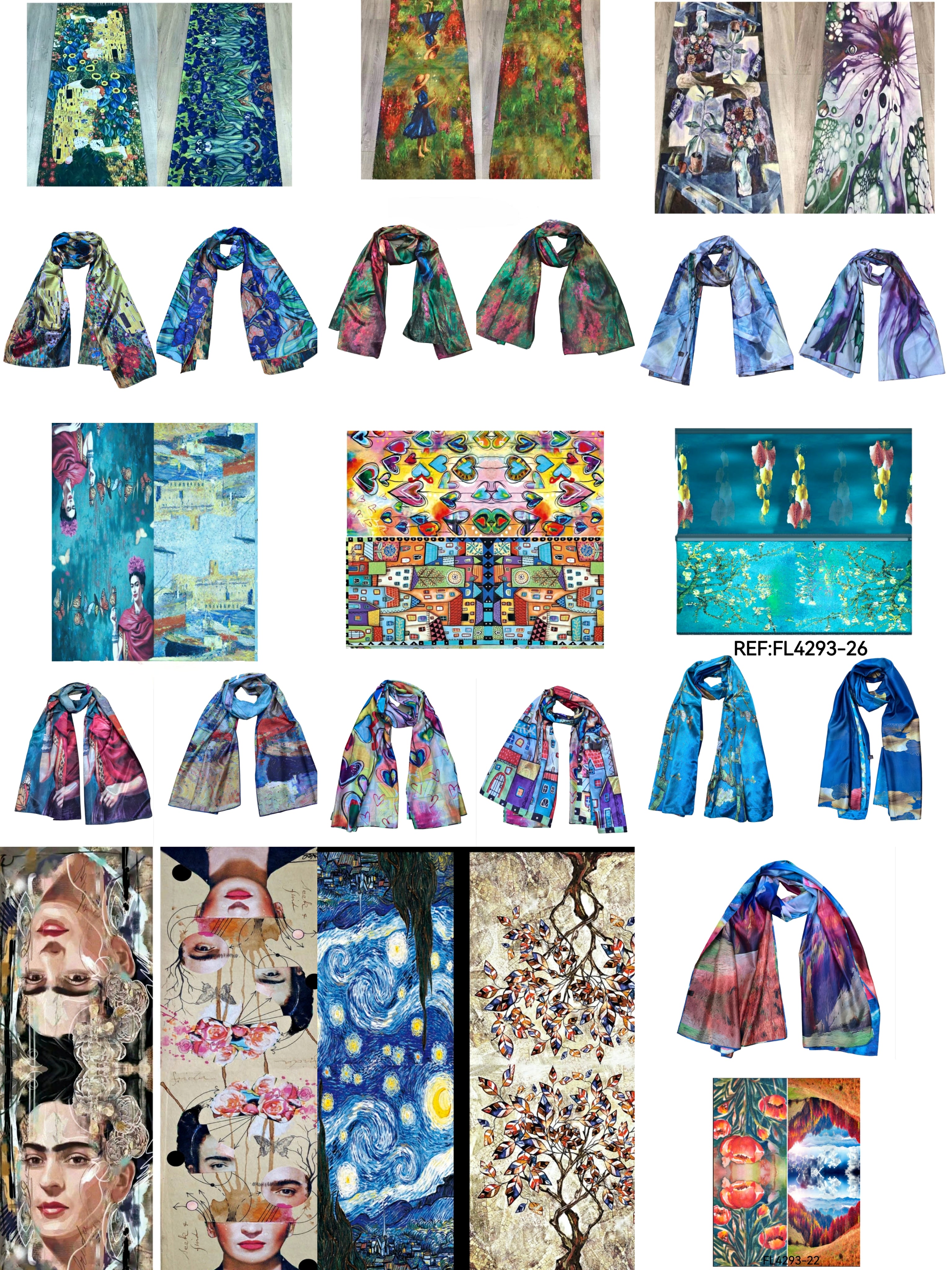 Double-sided oil painting shawl scarves mix pattern(x16)#