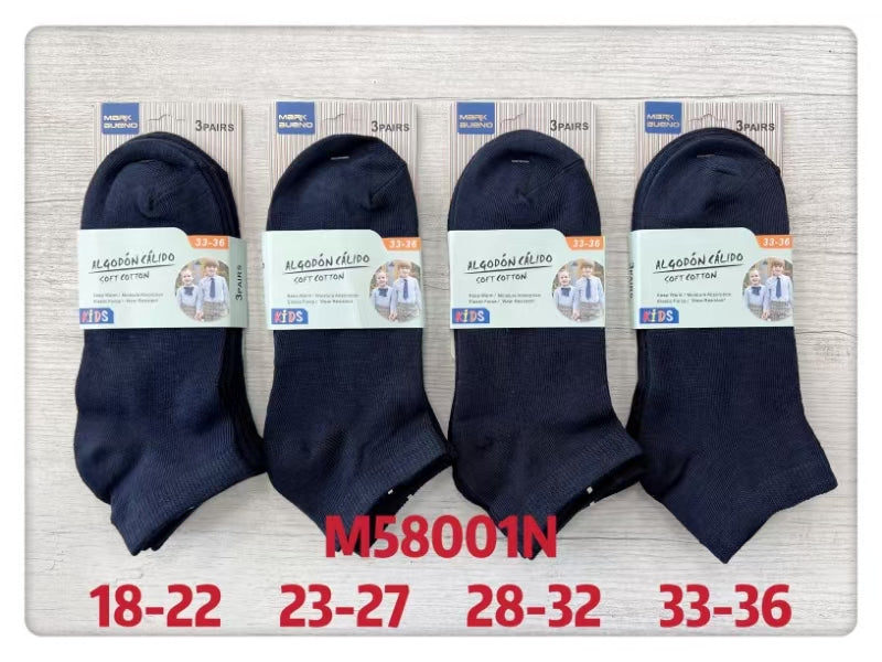 Enfant -Chaussettes coton 4Tailles mélangées T18-22/23-27/28-33/33-35(x48)
