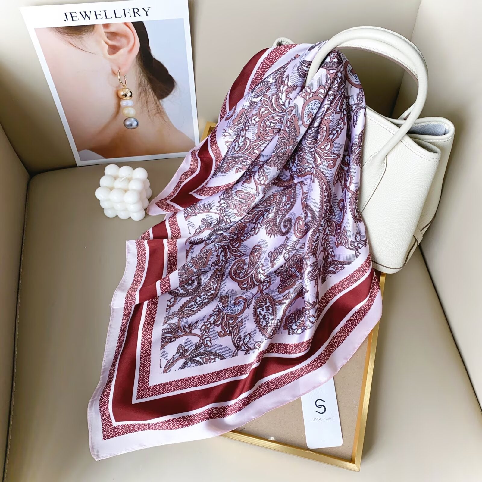 Foulard Carré touche soie 70cmx70cm (x12)#