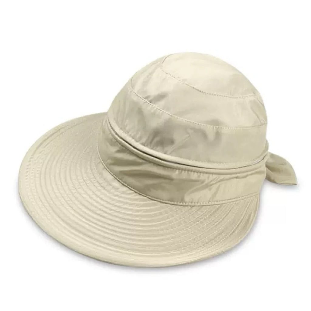 Chapeau solaire 2-en-1 à zip, visière extra-large sans dessus, protection anti-UV pour femme (x12)
