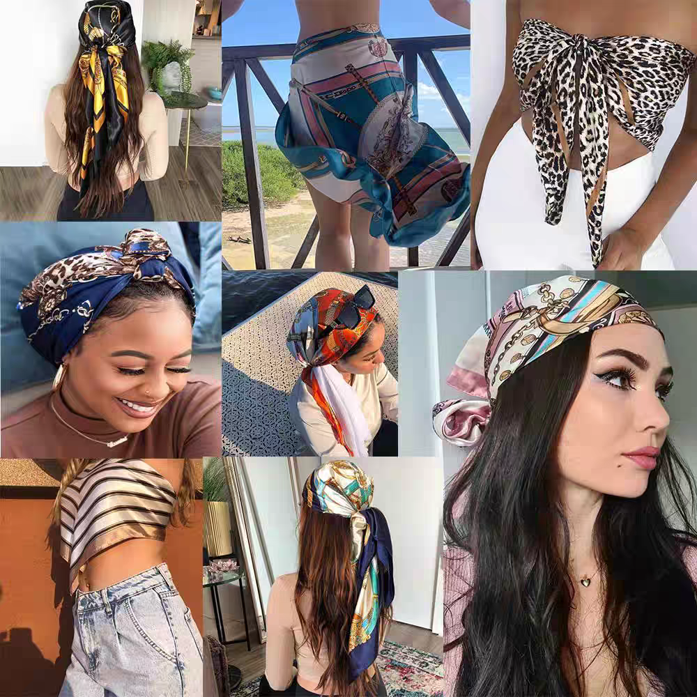 Foulard carré  90cm imprimé fantaisie (x10)#69